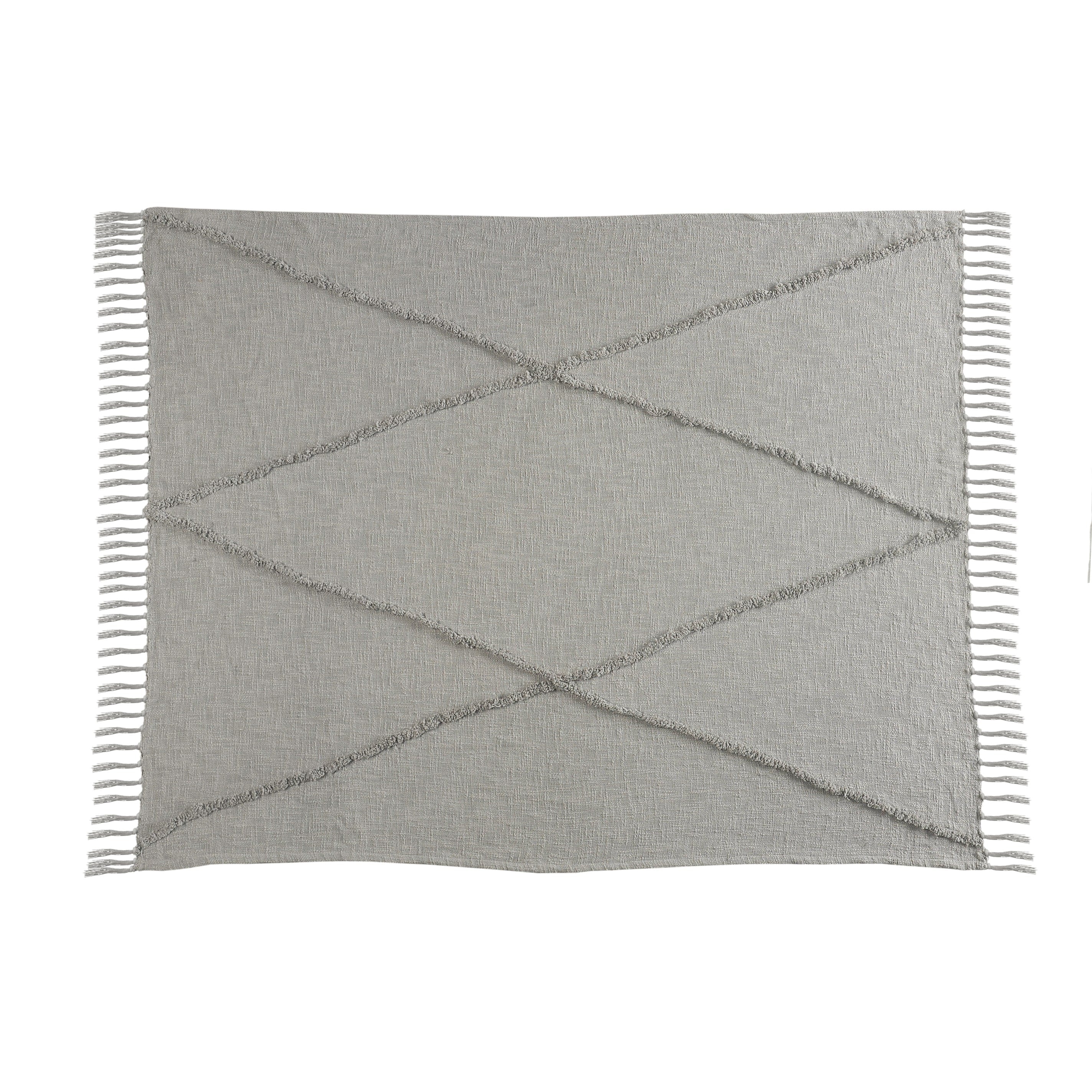 Sevita Handmade Tufted Diamonds Natural Cotton Throw Blanket