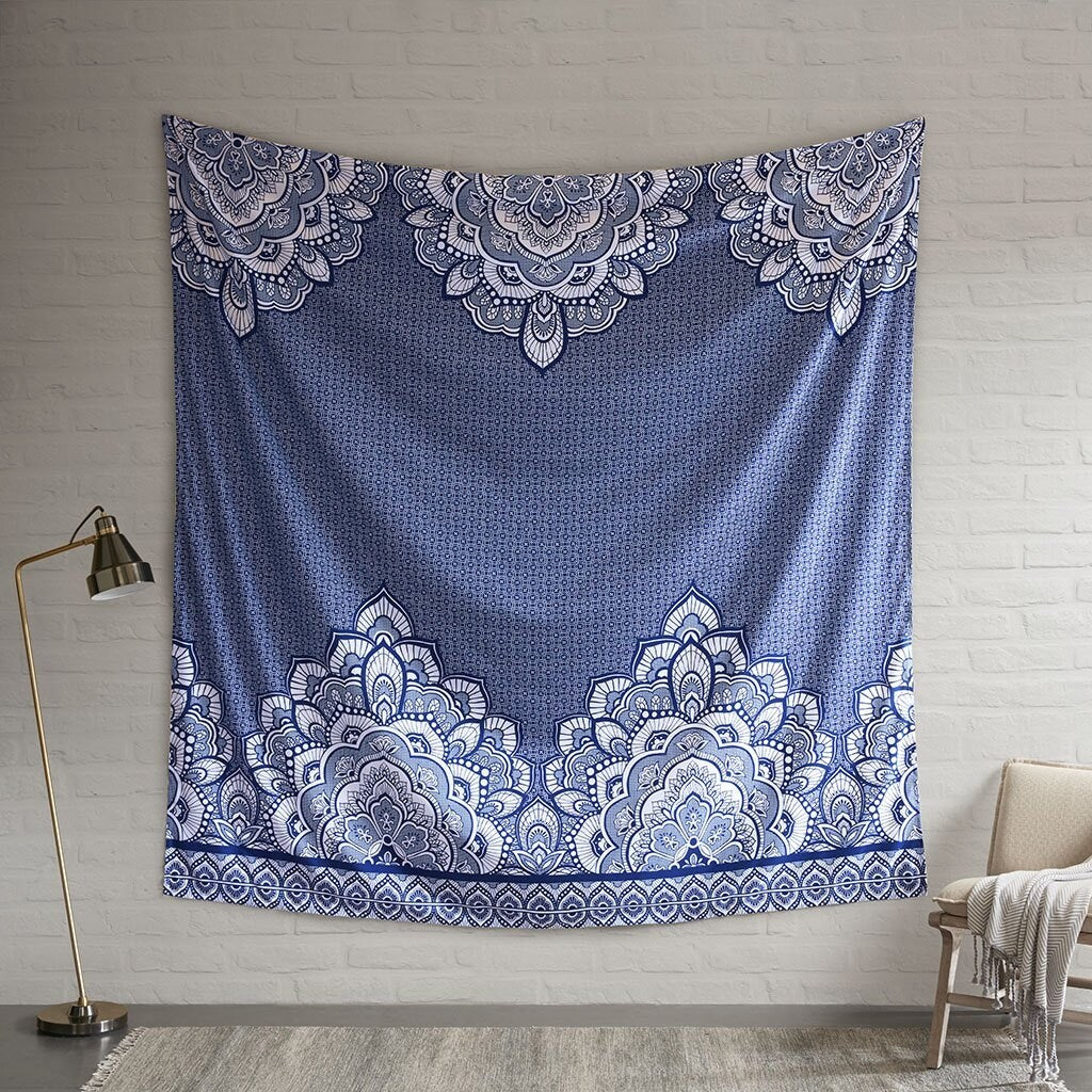 Intelligent Design Isabella 90 Square Printed Wall Tapestry - Blue - 90 x 90