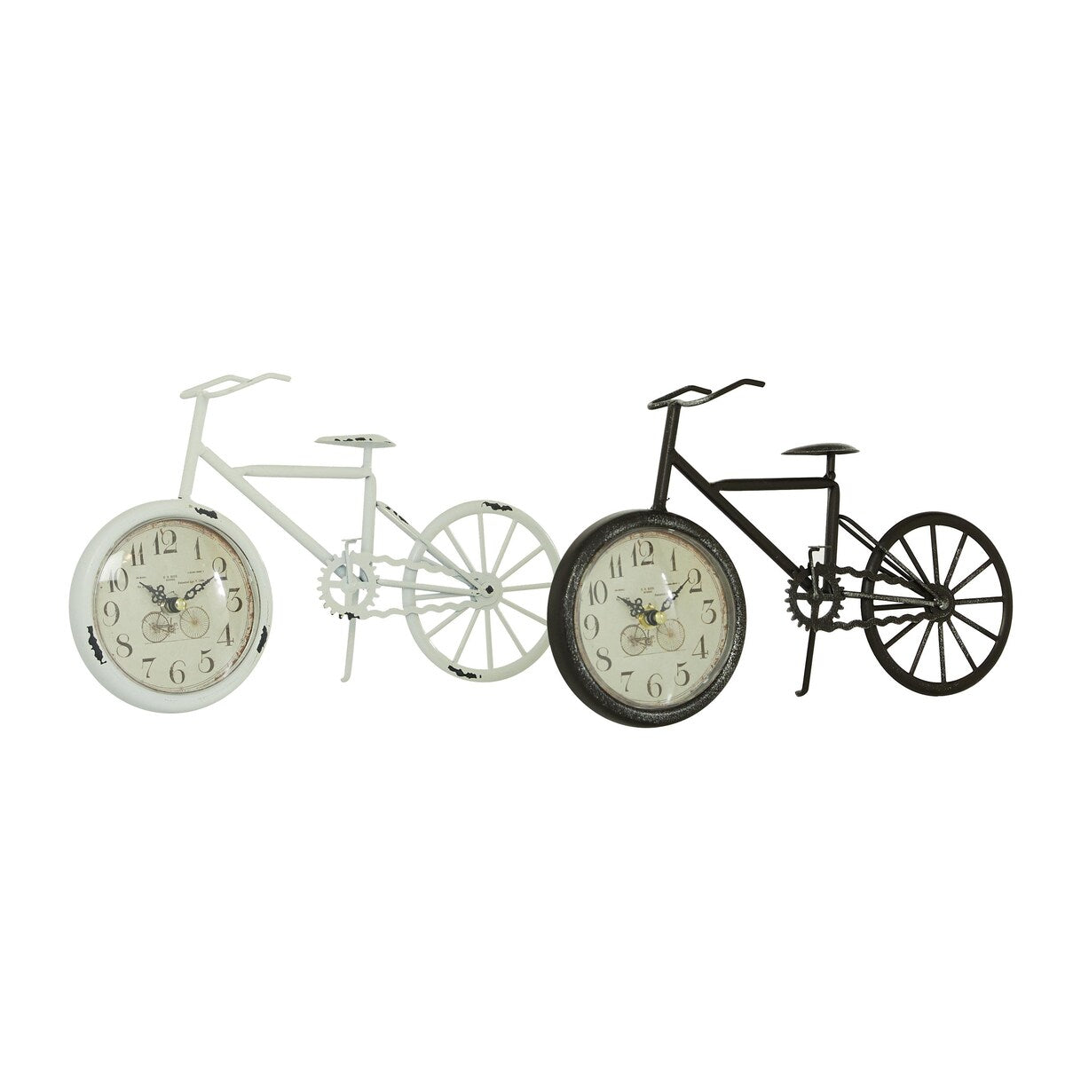 Metal Bike Decorative Clock - Set of 2 Black or Multi Colored - Roche River Decor