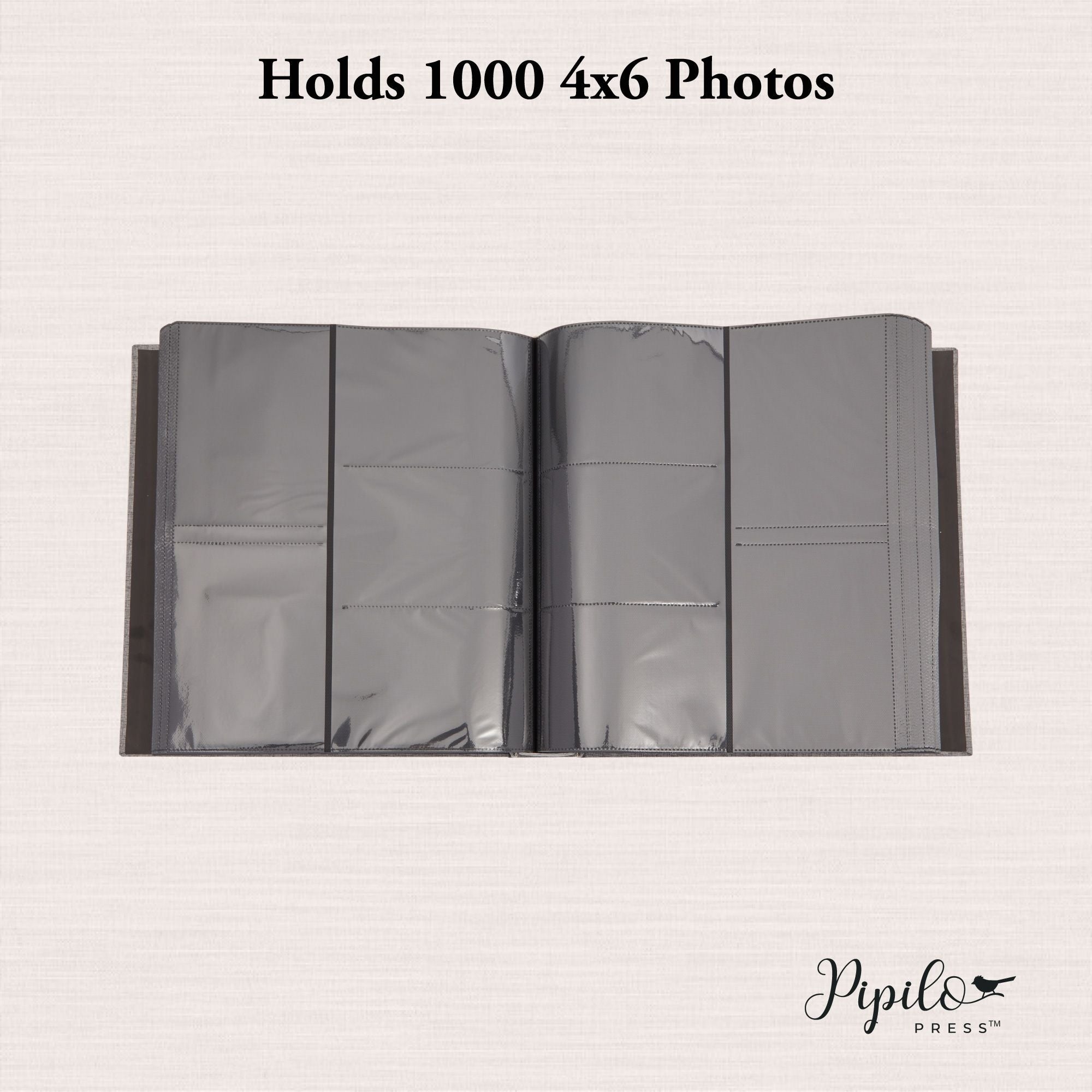 Large Photo Album for 1000 Photos, 4x6 Photo Albums with Pockets, Grey Linen Cover (14 x 13 x 3 In)