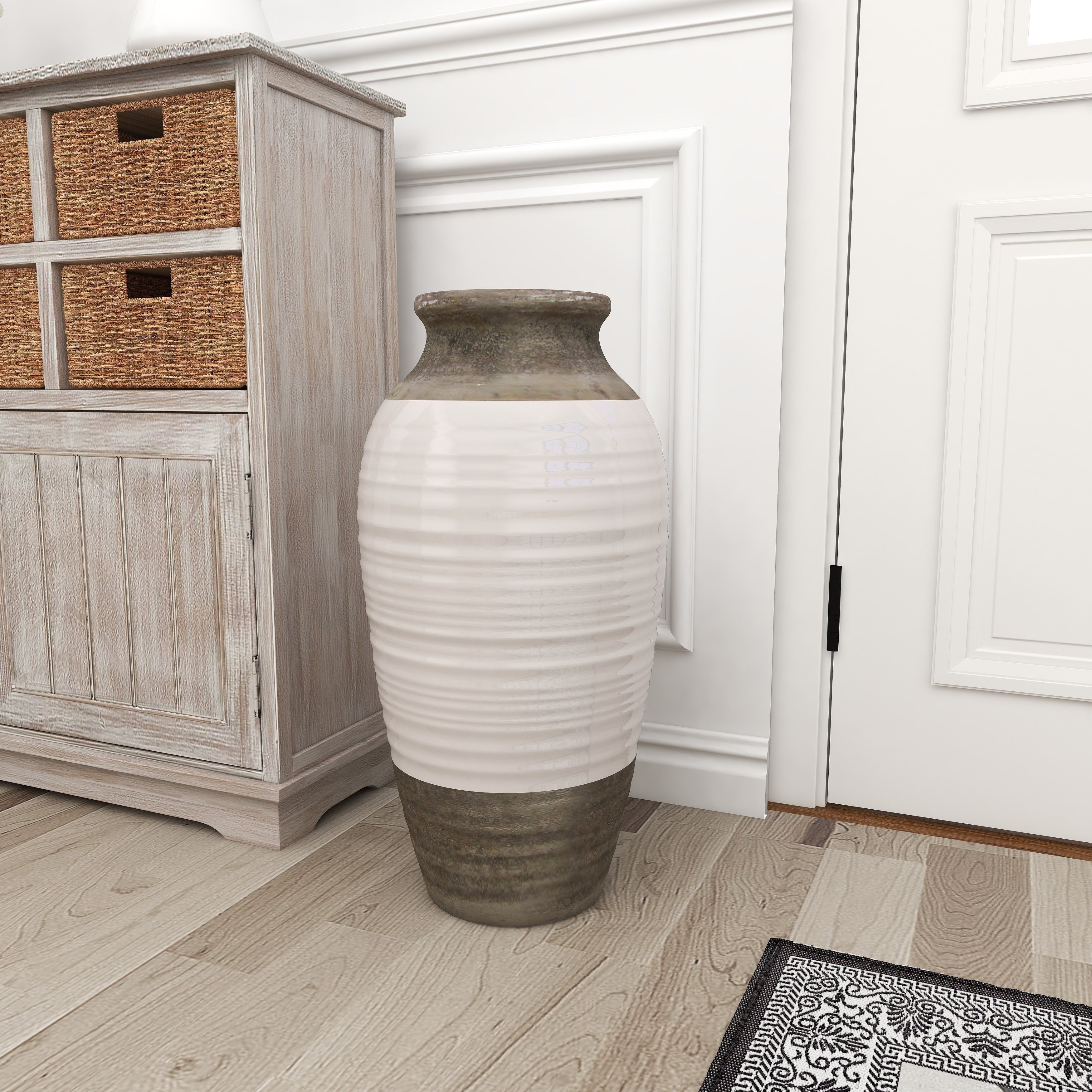 Gray Ceramic Vase with White Body