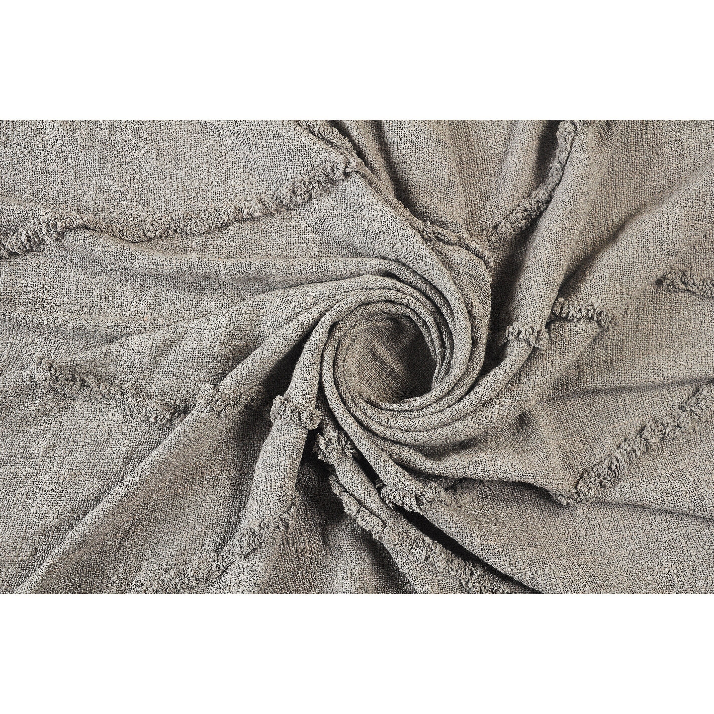 Sevita Handmade Tufted Diamonds Natural Cotton Throw Blanket