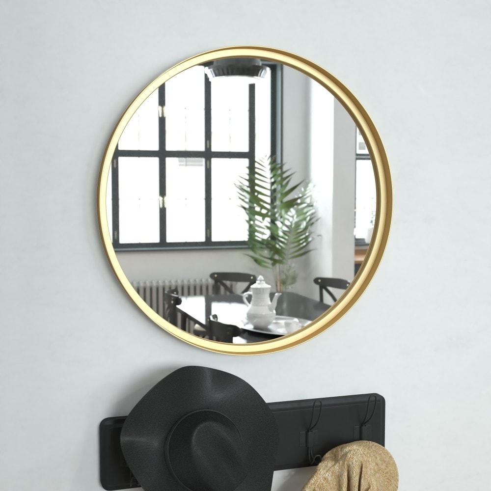 Wall Mount Shatterproof Round Accent Wall Mirror with Metal Frame