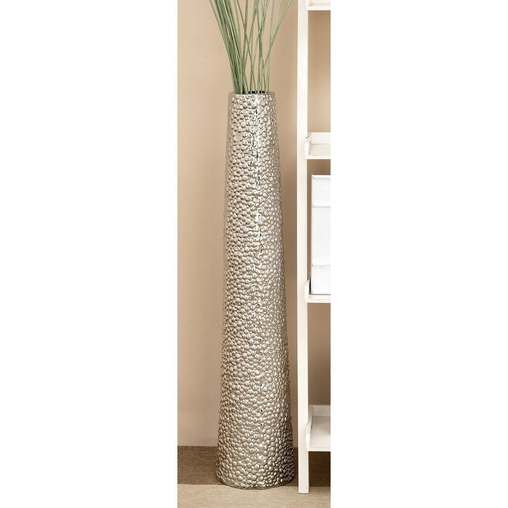 Ceramic Tall Cone Decorative Vase with Bubble Texture - Silver, White, Black, Gold - Roche River Decor