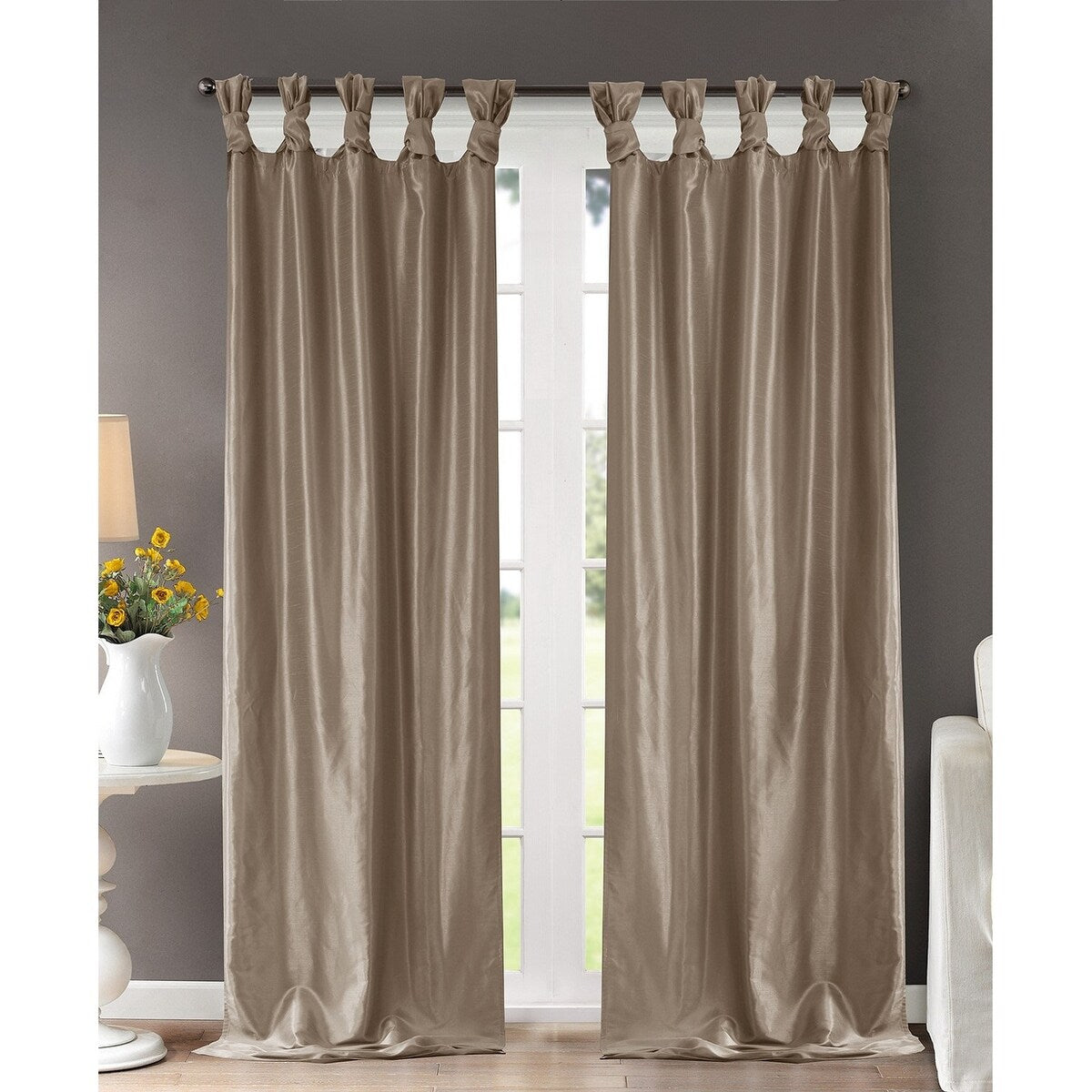 Madison Park Emilia 50x108 Lined Faux-Silk Twisted Tab Window Panel - 52 x 108