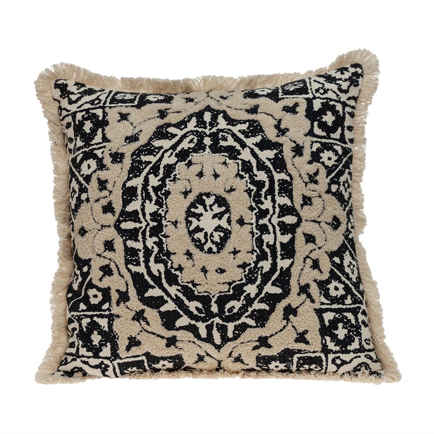 Boho Garland Beige and Khaki Decorative Accent Pillow