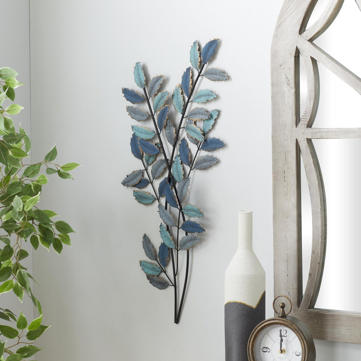 Metal Leaf Home Wall Decor - Blue - Roche River Decor