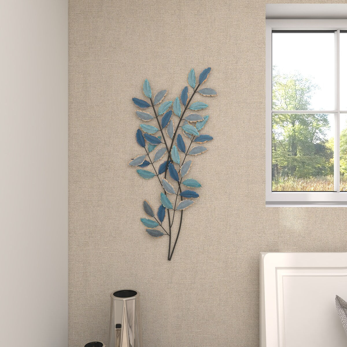 Metal Leaf Home Wall Decor - Blue - Roche River Decor