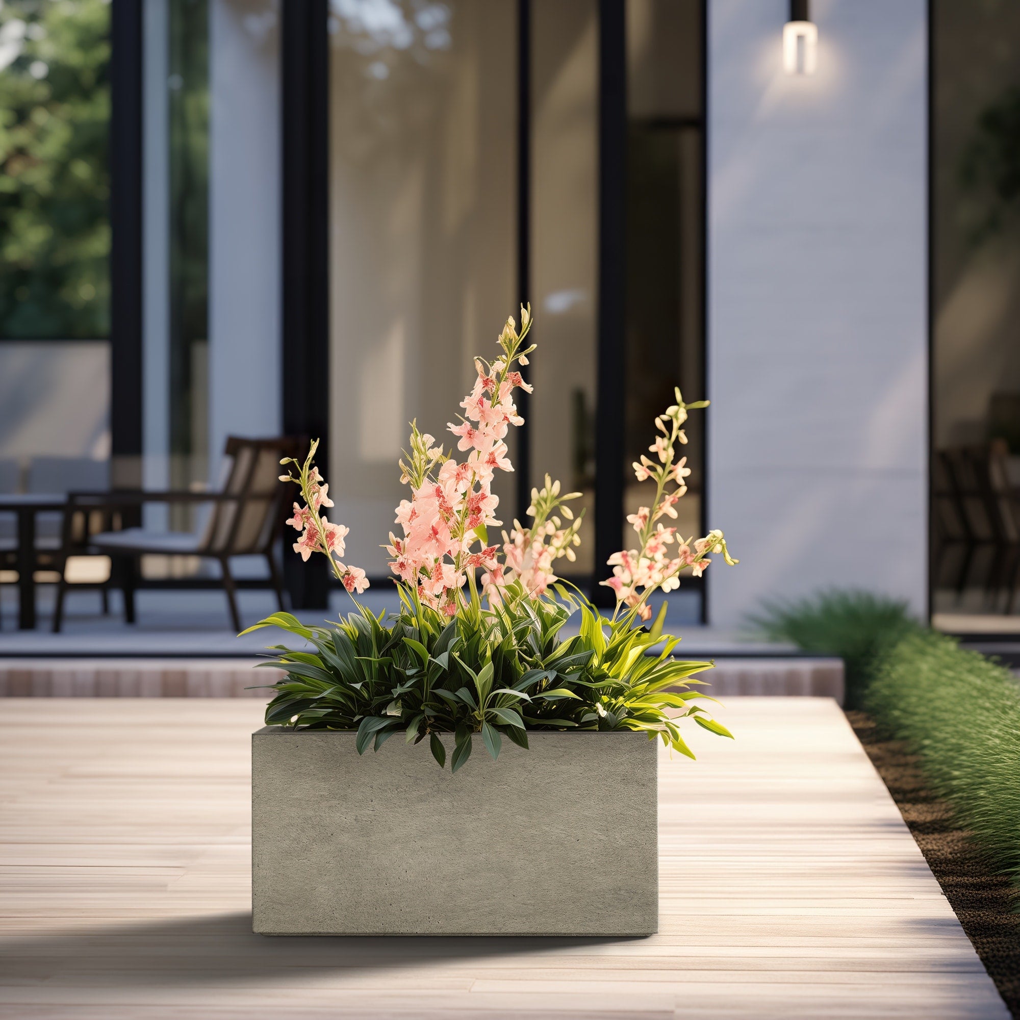 Tall Concrete Rectangle Plant Boxes / Large Indoor and Outdoor Flower Planters