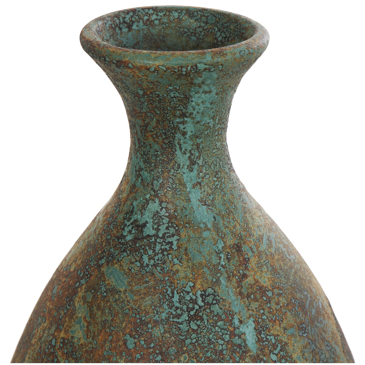 Ceramic Tall Distressed Antique Style Decorative Vase - Green - Roche River Decor