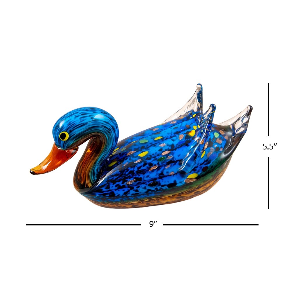 Spotted Duck Handcrafted Art Glass Figurine