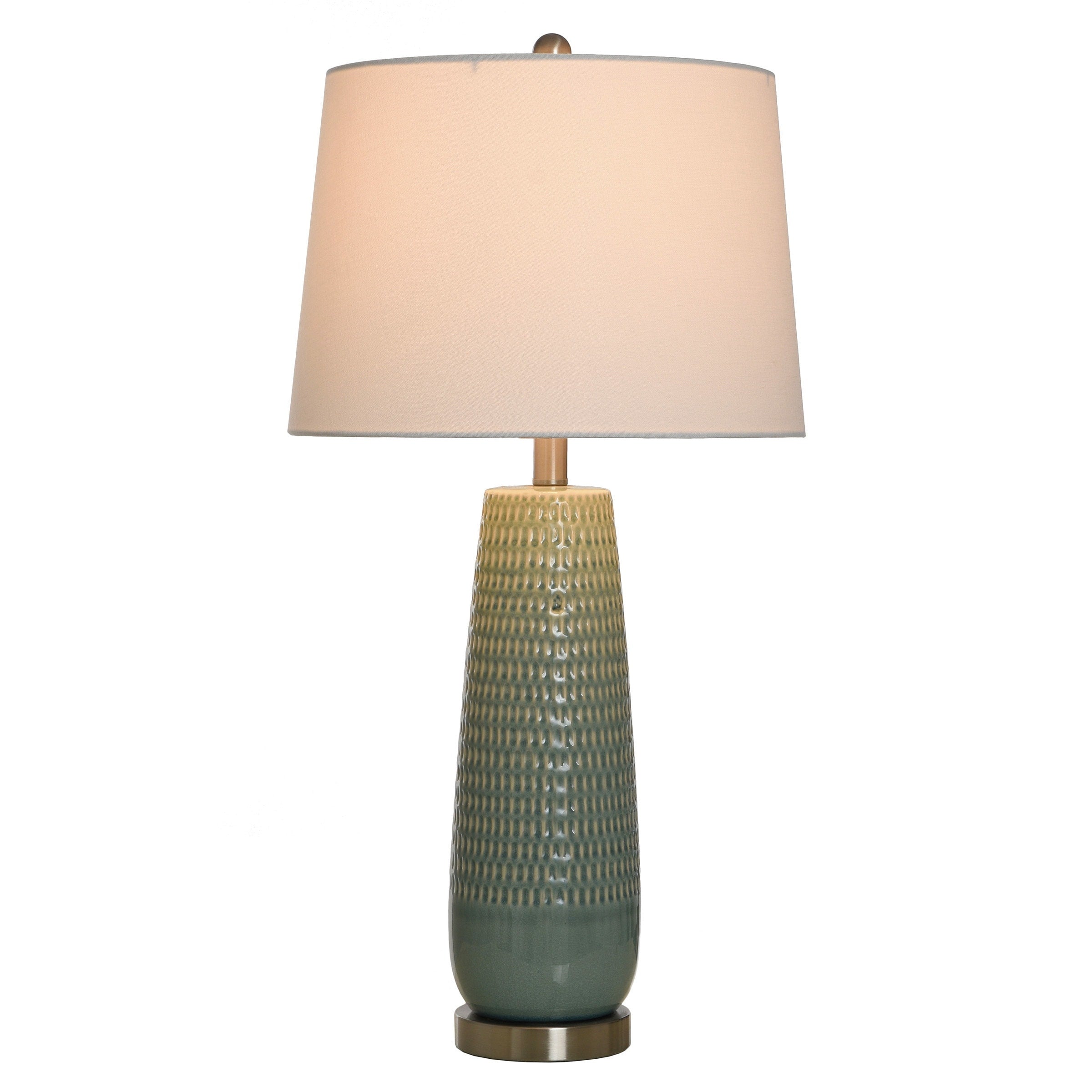 Starlite - Ceramic Table Lamp - Dimpled Luster Finish - Off-White Shade