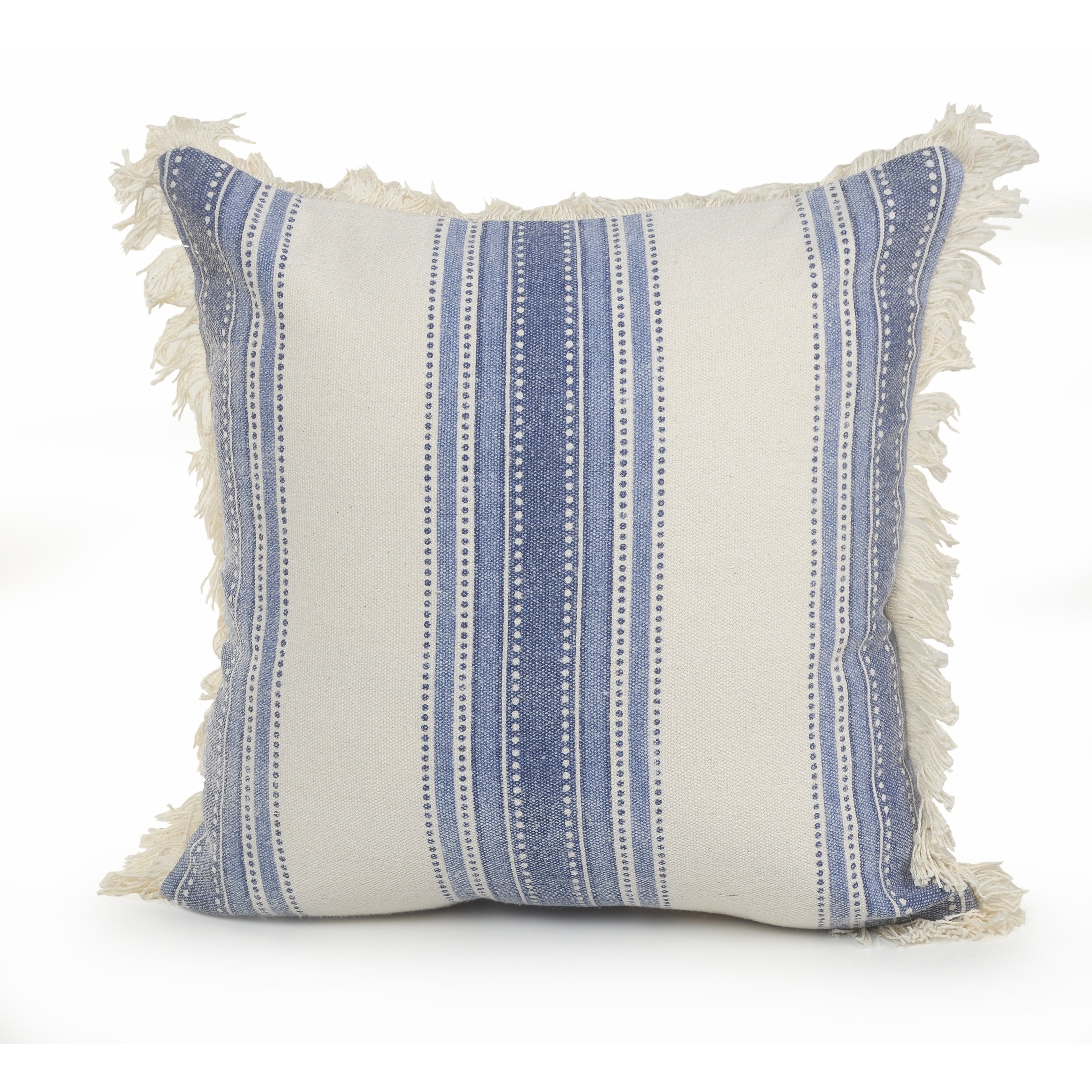 Sevita Coastal Striped Blue and Cream Throw Pillow, Single or Set of 2