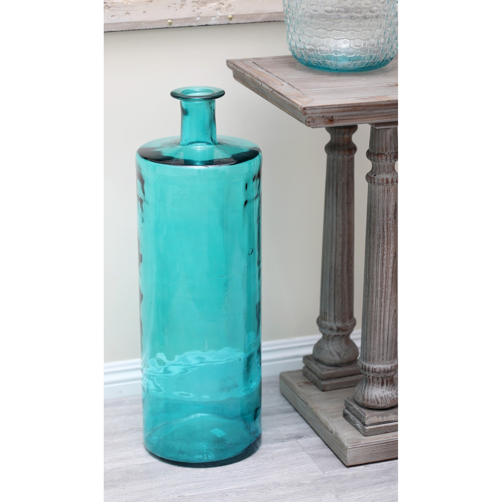 Recycled Glass Bottle Vase Collection Made in Spain - Multiple Sizes - Clear, Blue, Teal, Green