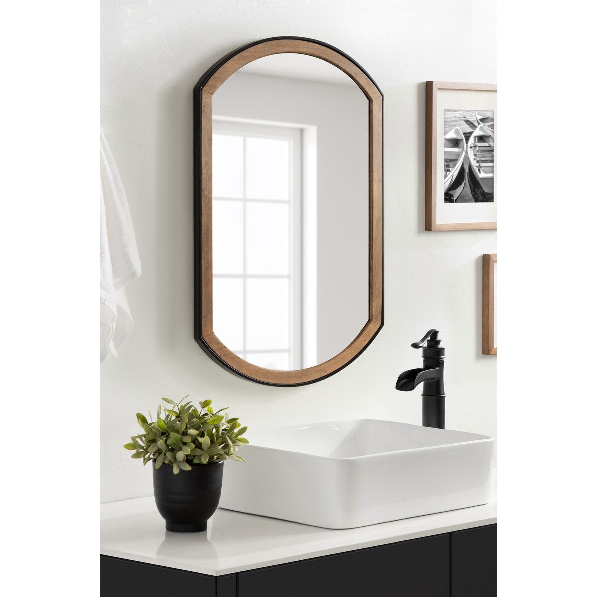 Kate and Laurel Kincaid Wood and Metal Capsule Wall Mirror - 23x34