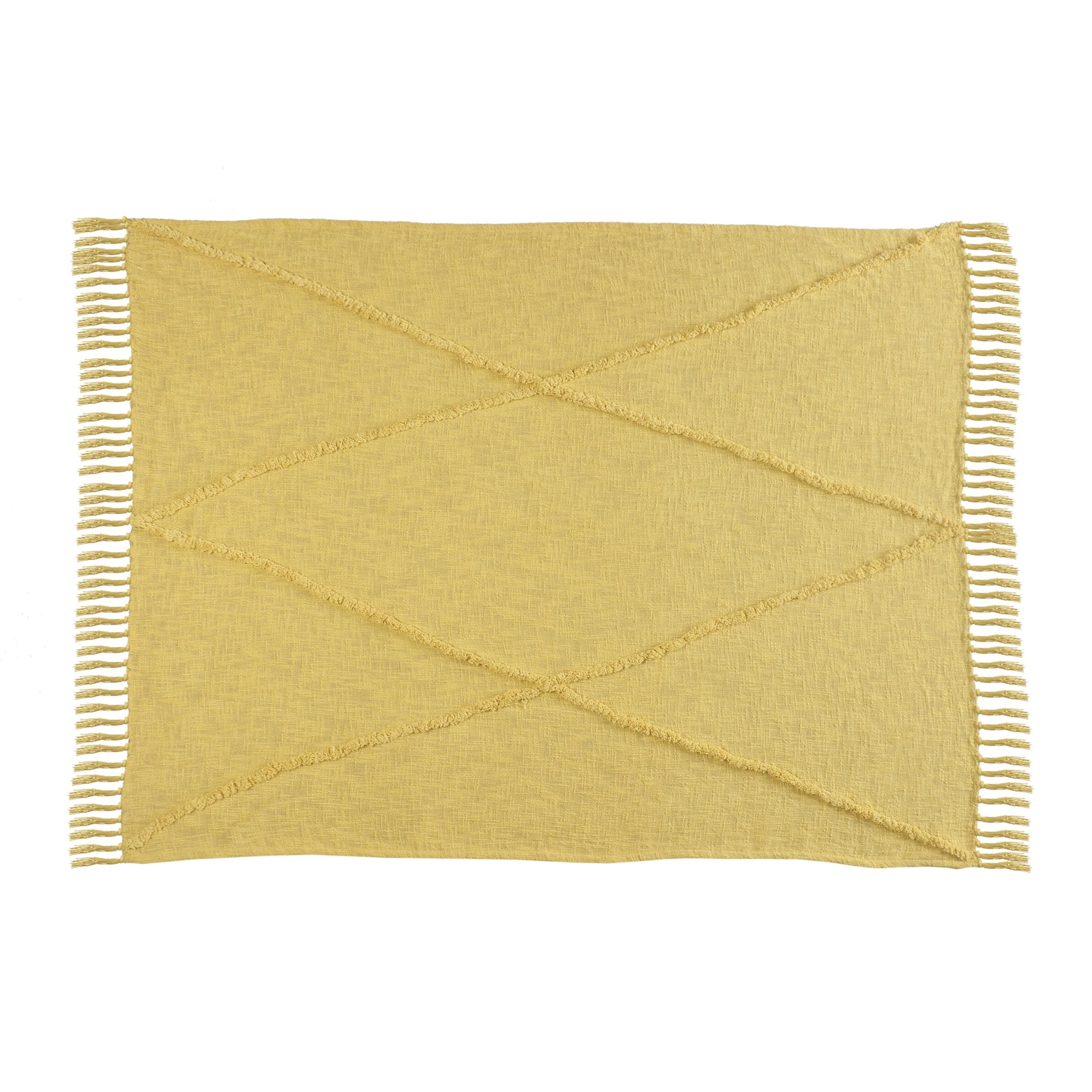 Sevita Handmade Tufted Diamonds Natural Cotton Throw Blanket