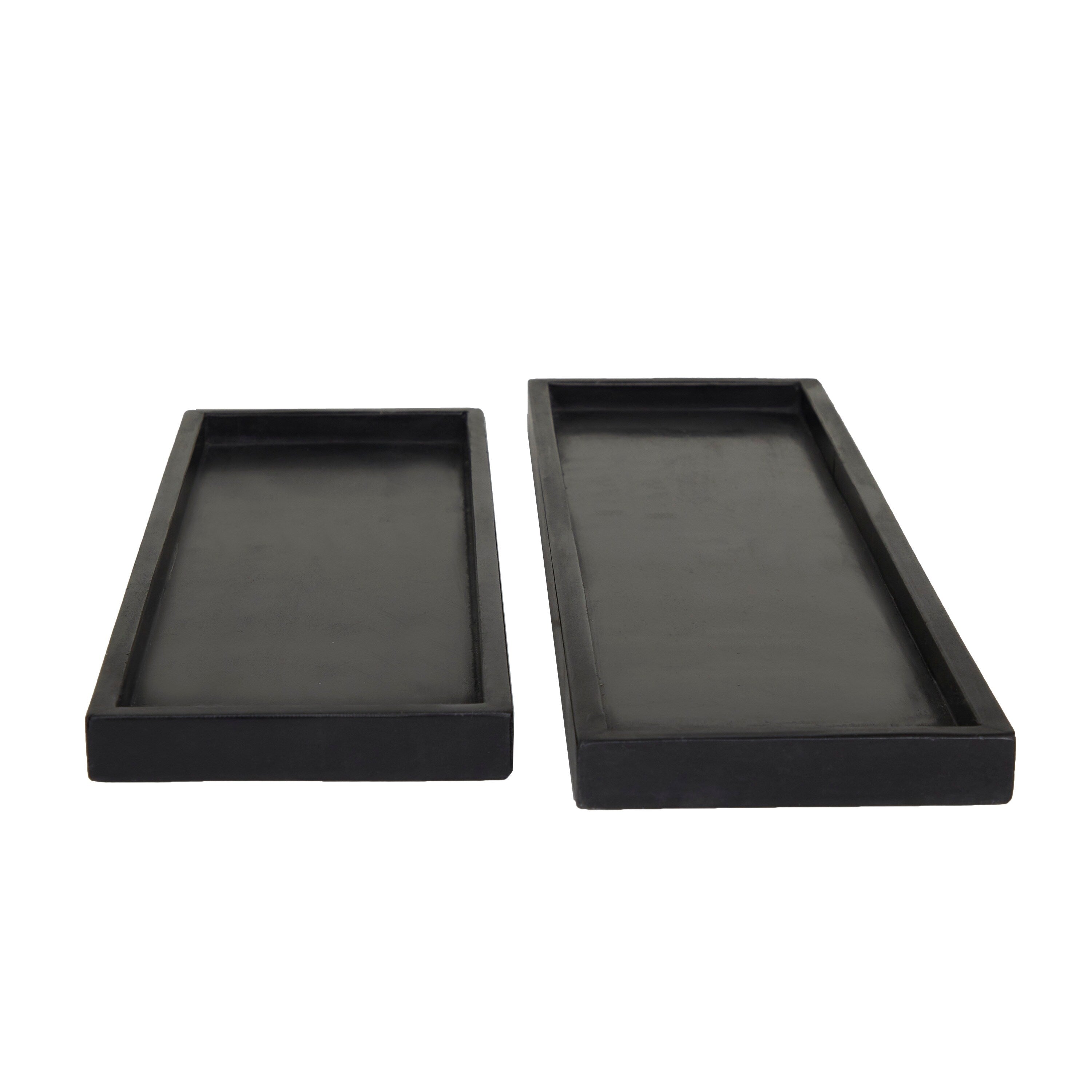 CosmoLiving by Cosmopolitan Marble Tray with Raised Border (Set of 2) - White, Black, Green