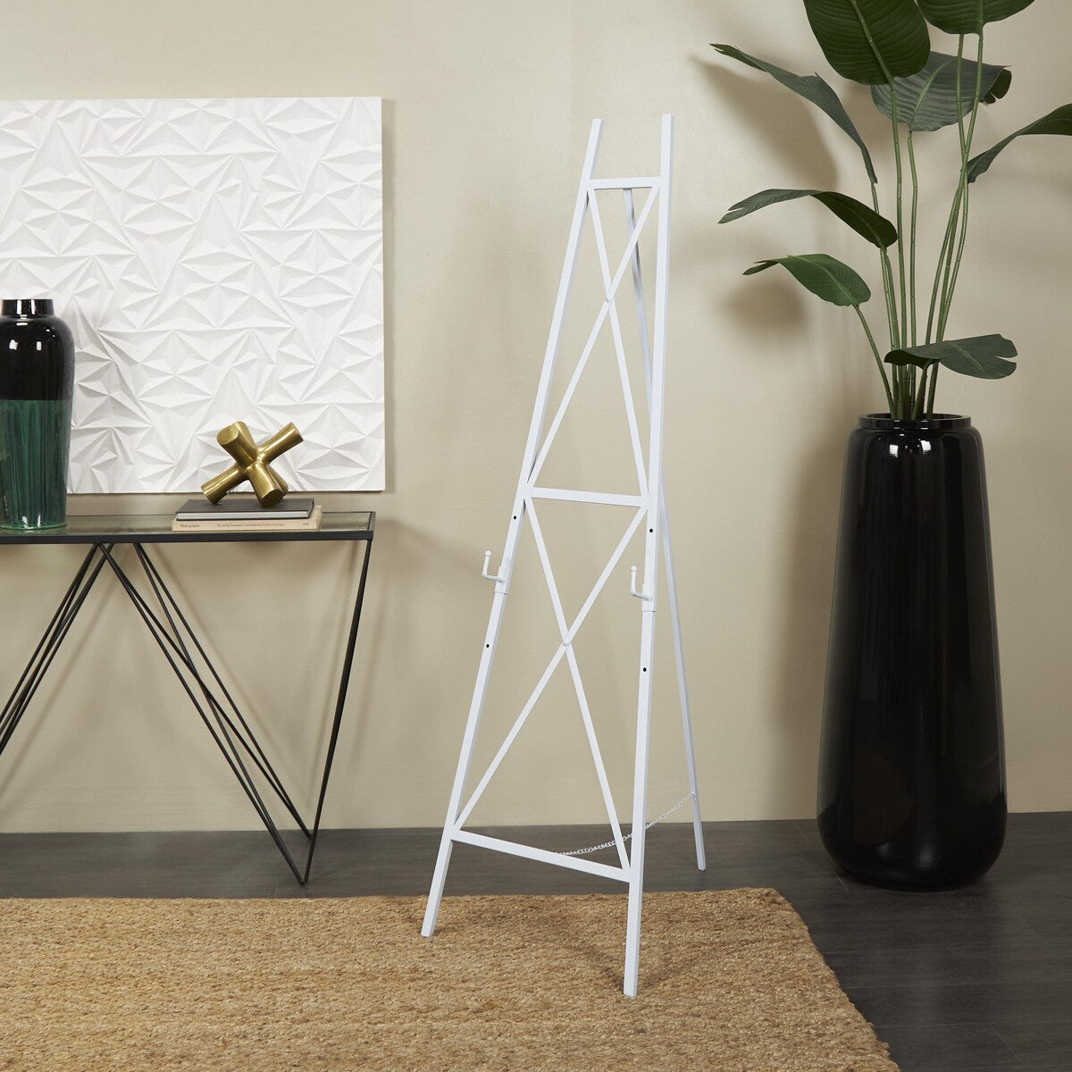 Metal Tall Adjustable 3 or 2 Tier Display Easel with Chain Support - White - Roche River Decor