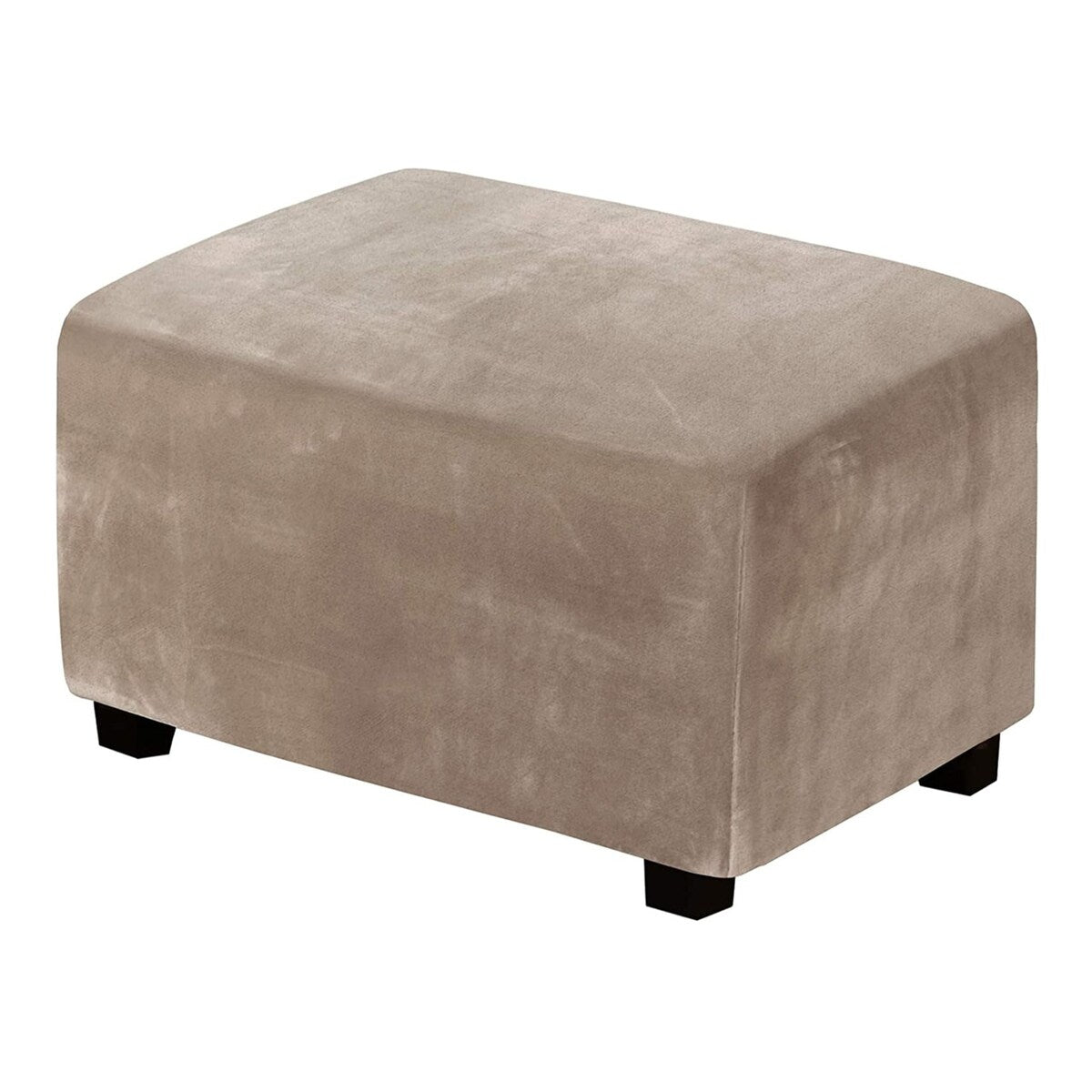 Enova Home One Piece Extra Large Removable Stretch Velvet Fabric Ottoman Slipcover with Elastic Bottom