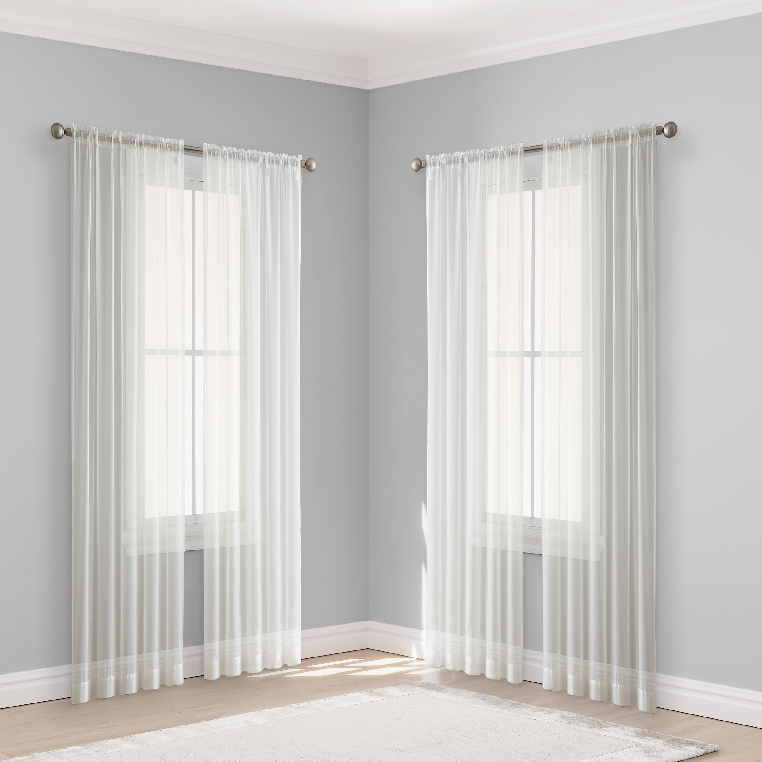 HLC.me Geneva Sheer Voile Window Treatment Rod Pocket Curtain Panels Bedroom and Living Room (Set of 4)