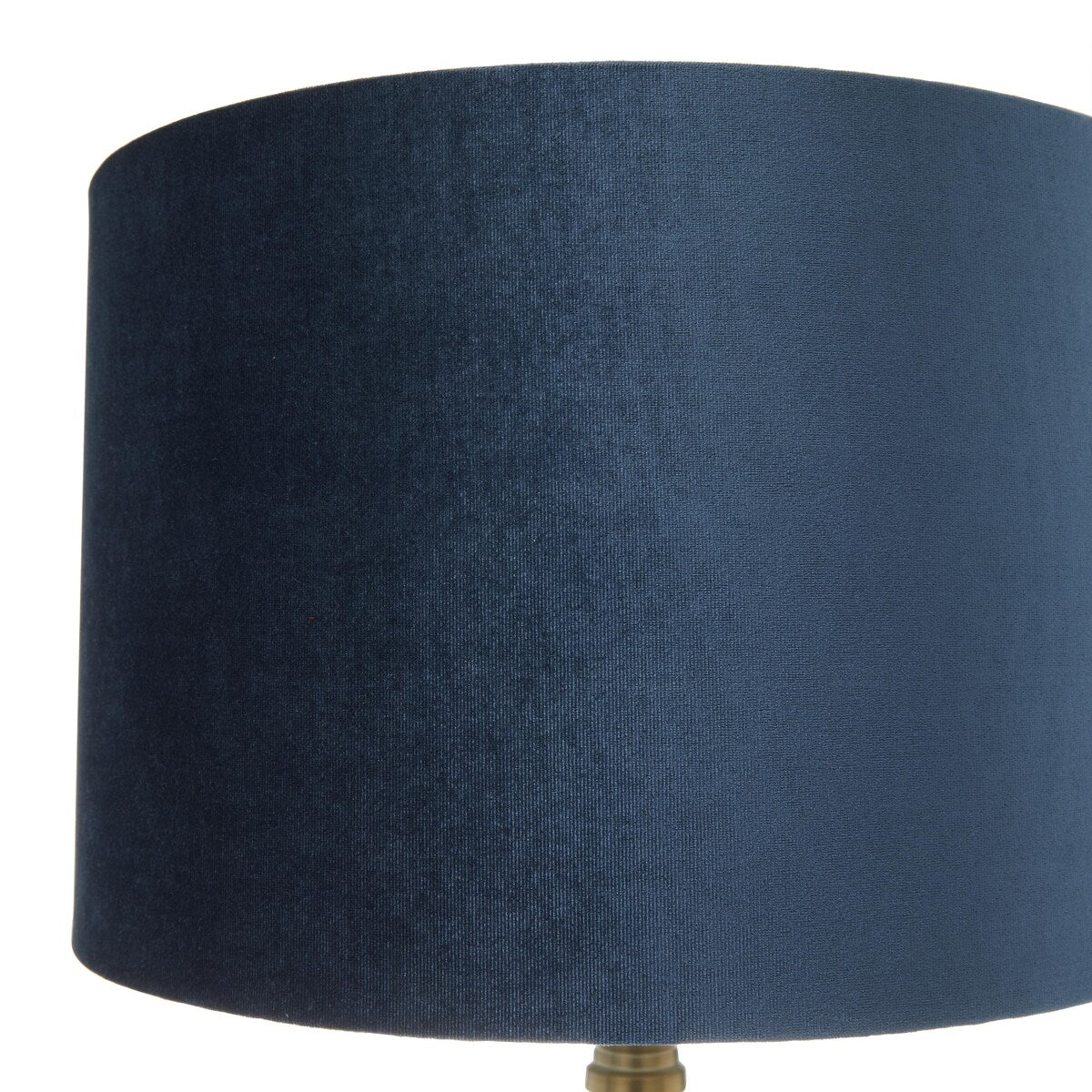 Fabric or Glass Ribbed Room Table Lamp with Velvet Shade and Gold Accents - Blue - Roche River Decor