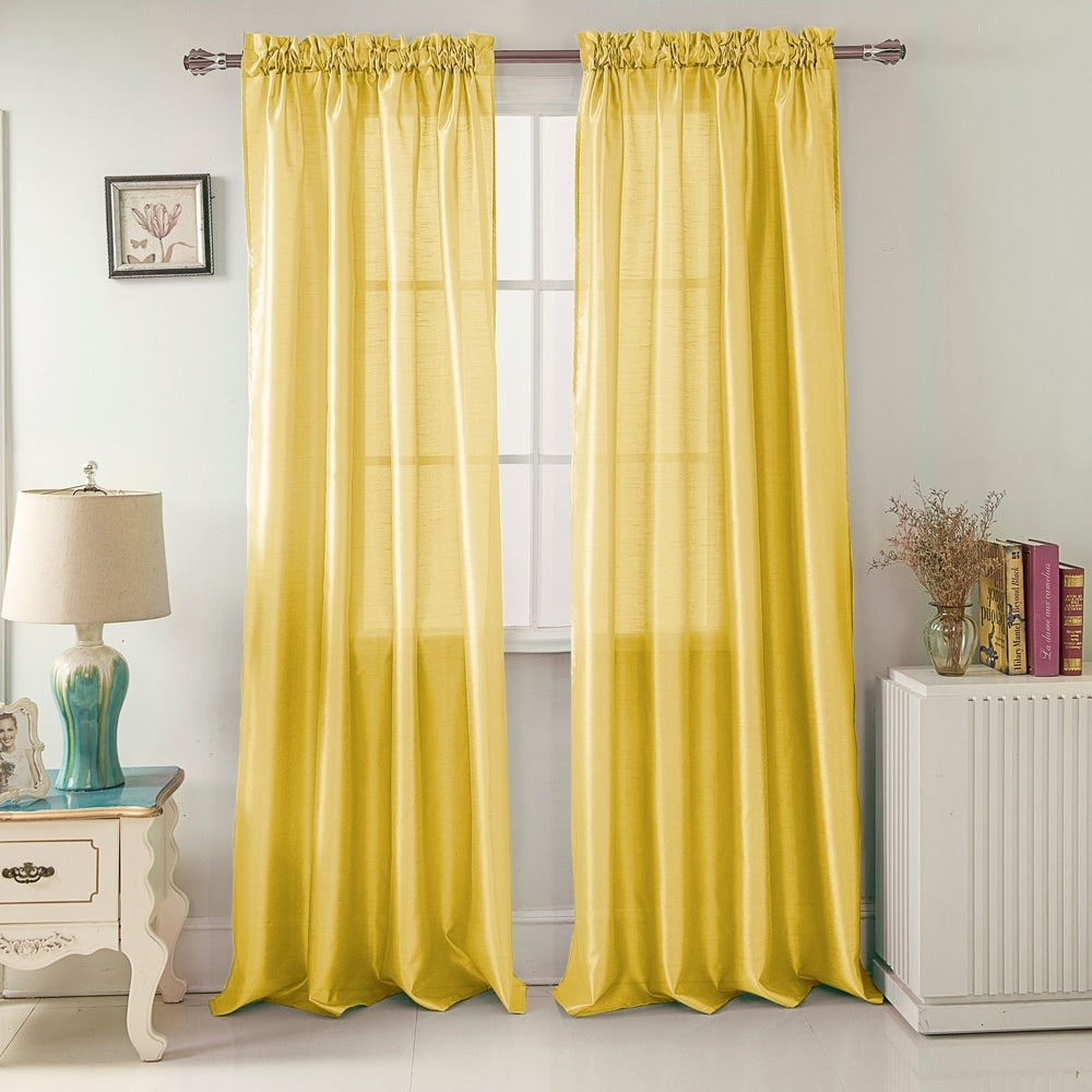 Porch & Den Eads Faux Silk 90-inch Rod Pocket Curtain Panel