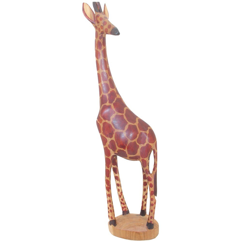 Handmade Wooden Giraffe Statue (Kenya)