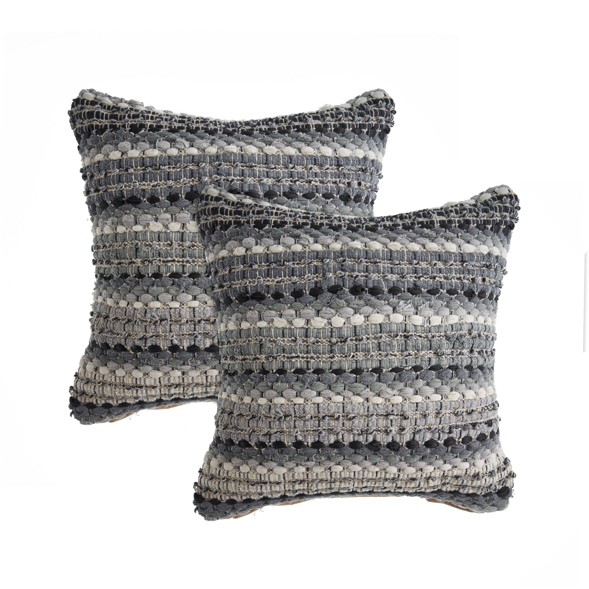 Sevita Coil Striped Chindi Cotton Throw Pillow, Set of 2