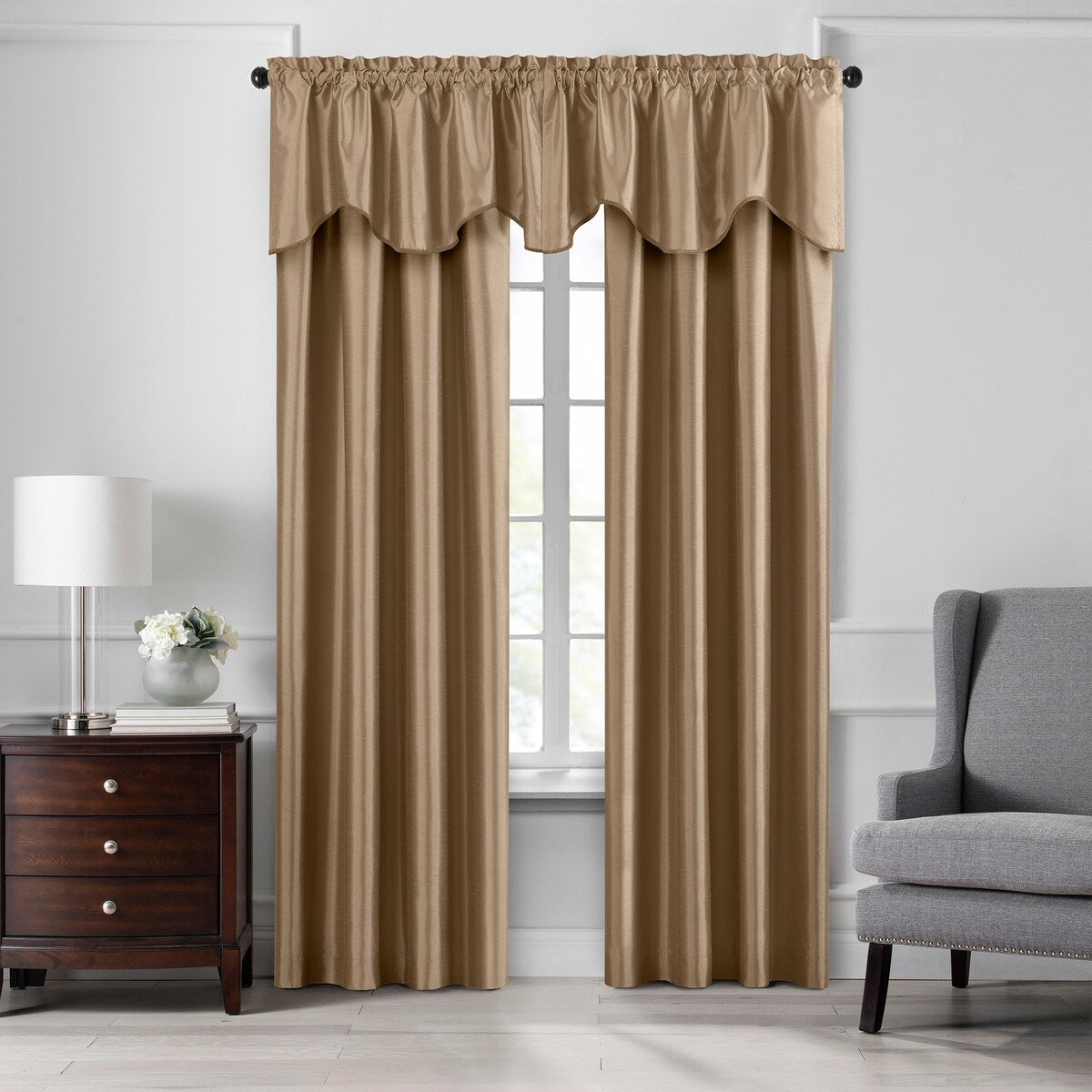 Gracewood Hollow Foster Faux Silk Scalloped Window Valance - 50x21