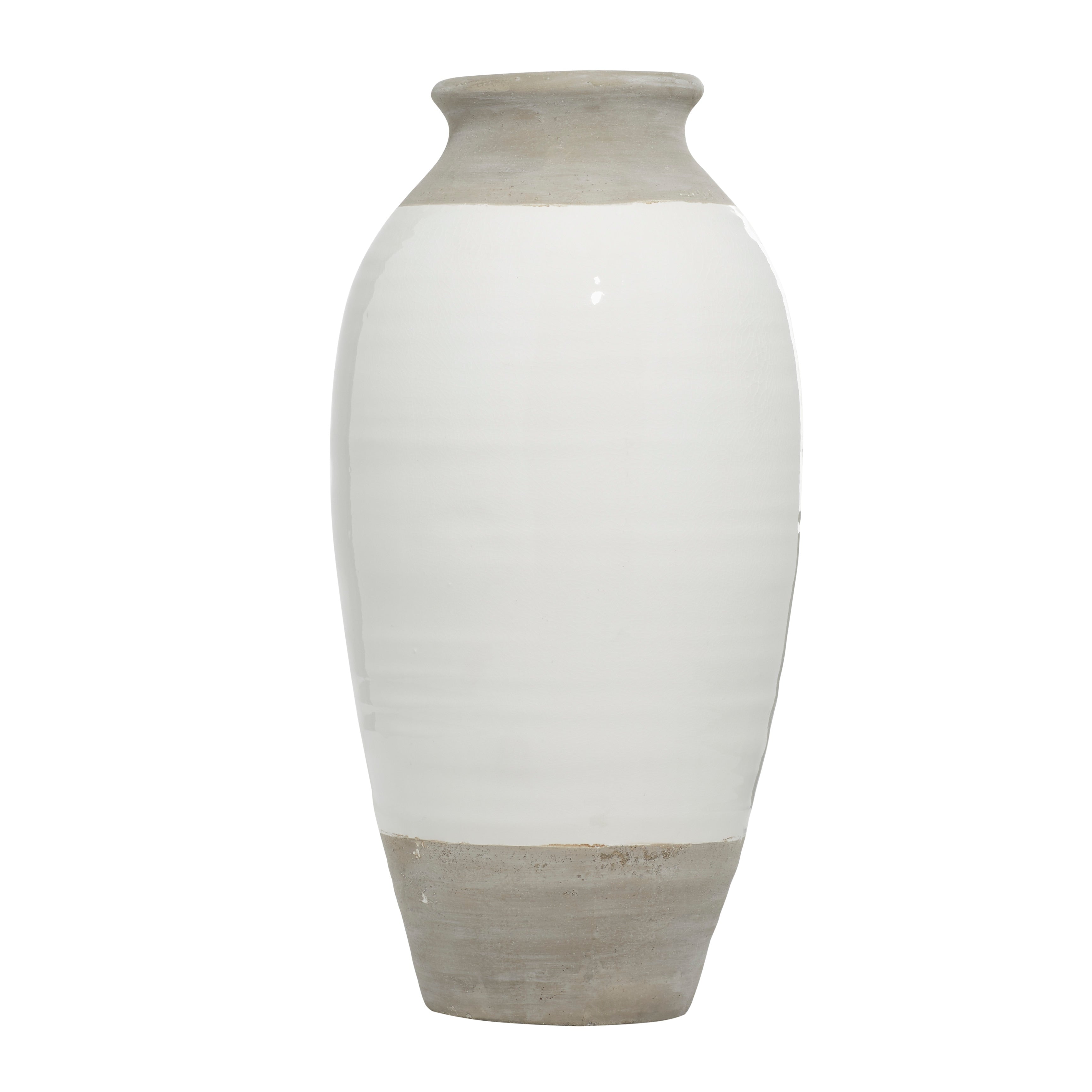 Gray Ceramic Vase with White Body