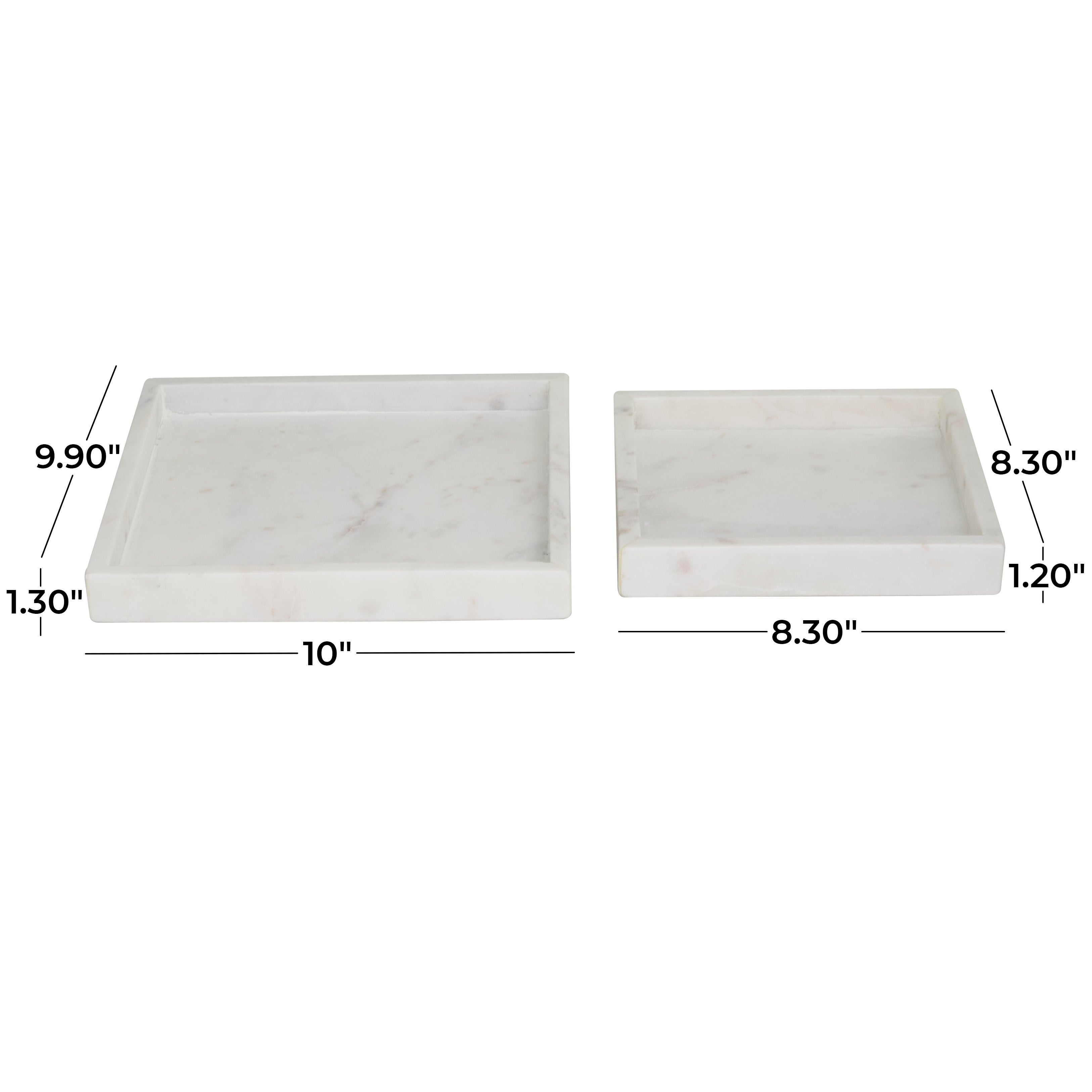 CosmoLiving by Cosmopolitan Marble Tray with Raised Border (Set of 2) - White, Black, Green