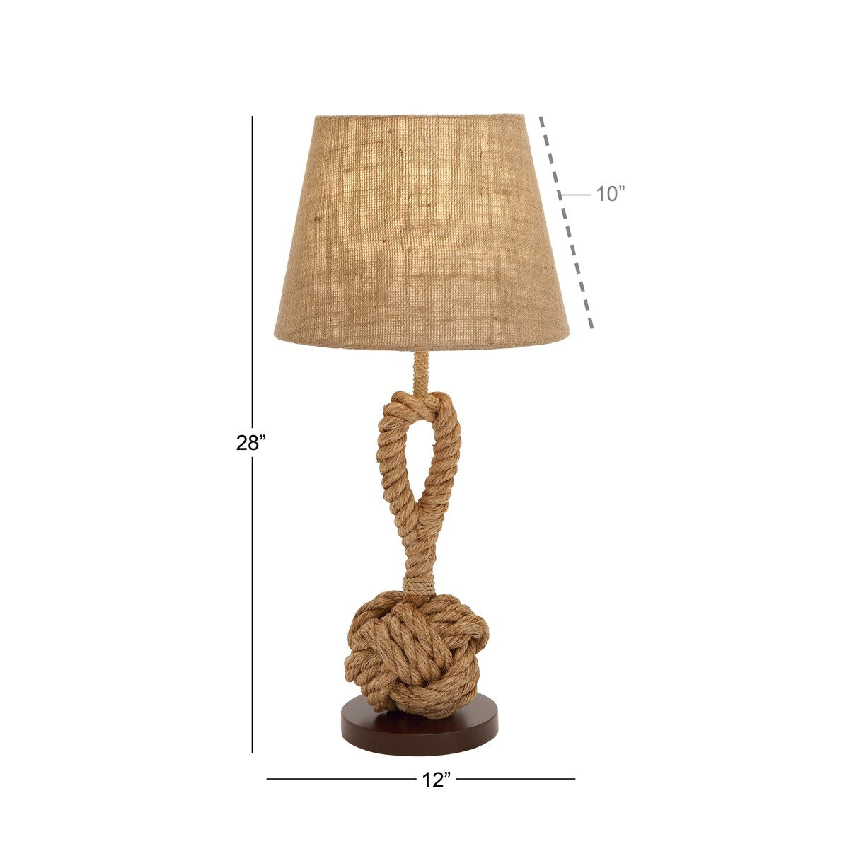 Jute Rope Twisted Rope Room Table Lamp with Linen Shade - Brown - Roche River Decor