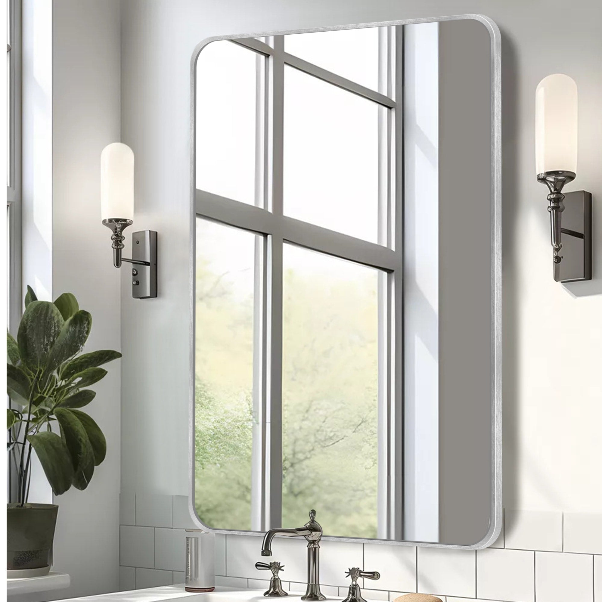 Wall Mount Bathroom Rectangle Vanity Mirror (Horizontal/Vertical)