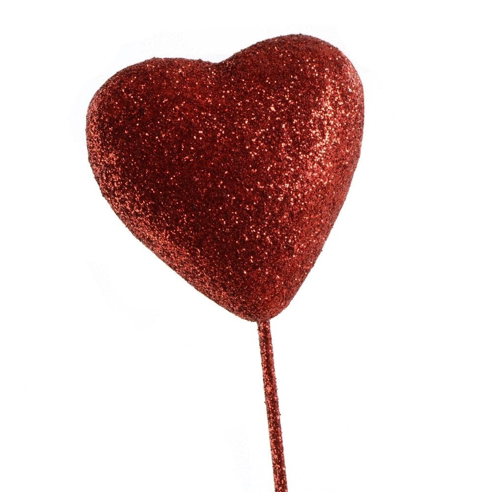 Glitter Heart Picks Garland Tinsel 5 Feet for Valentine's Day - Red - 5 Feet