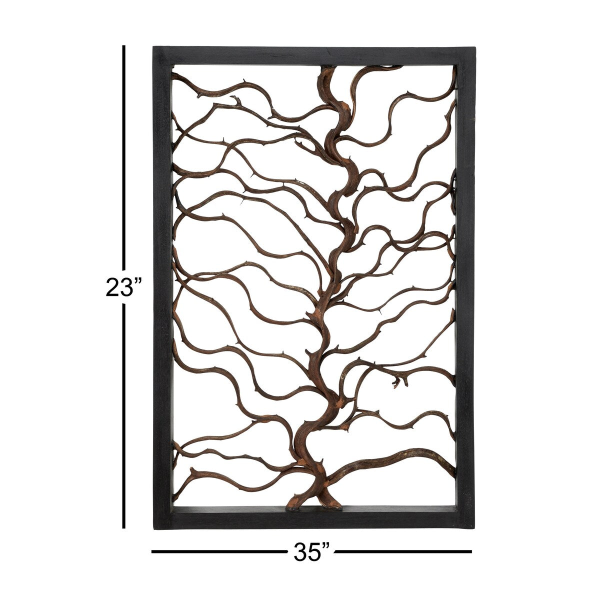 Wood Tree Branch Home Wall Decor with Black Frame - Brown - Roche River Decor