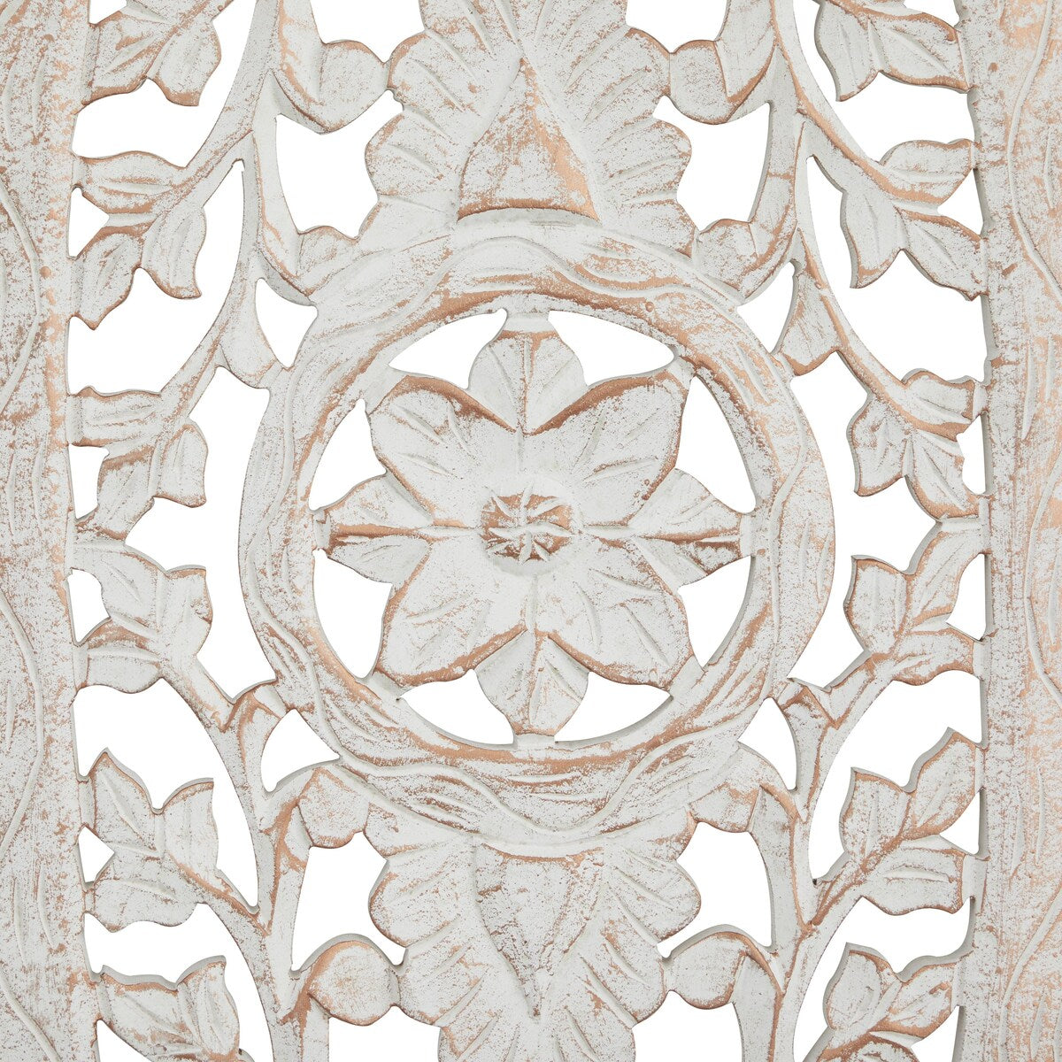 Wooden Floral Handmade Intricately Carved Home Wall Decor - White - Roche River Decor