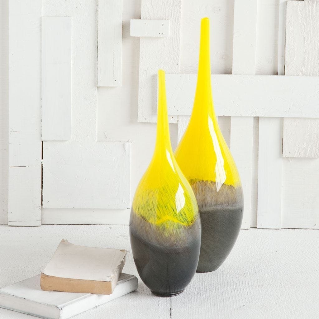 Jasse Yellow And Gray Glass Vase