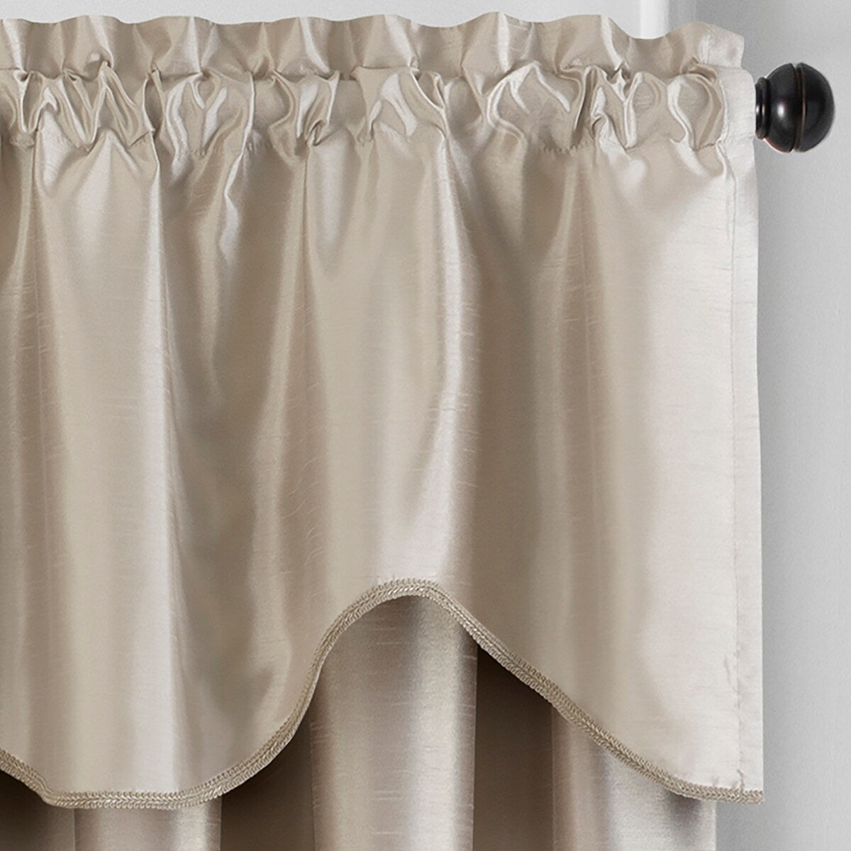 Gracewood Hollow Foster Faux Silk Scalloped Window Valance - 50x21