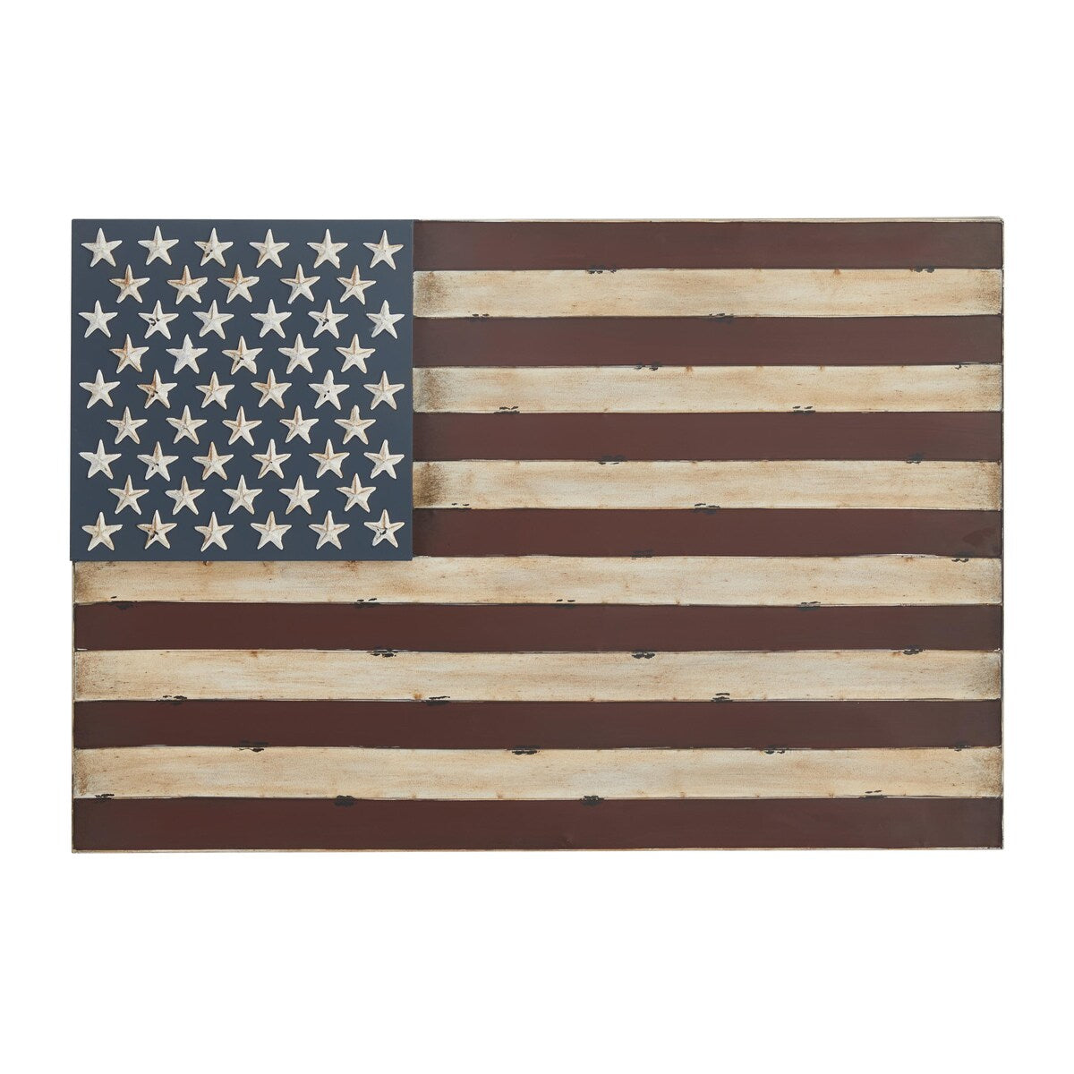 Metal American Flag Indoor Outdoor Home Wall Decor - Red - Roche River Decor