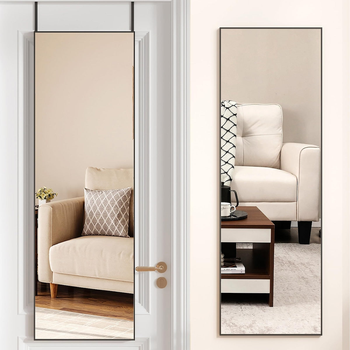 Full Length Door Mirror 47x18 Wall Mounted Mirror - Silver_47*18