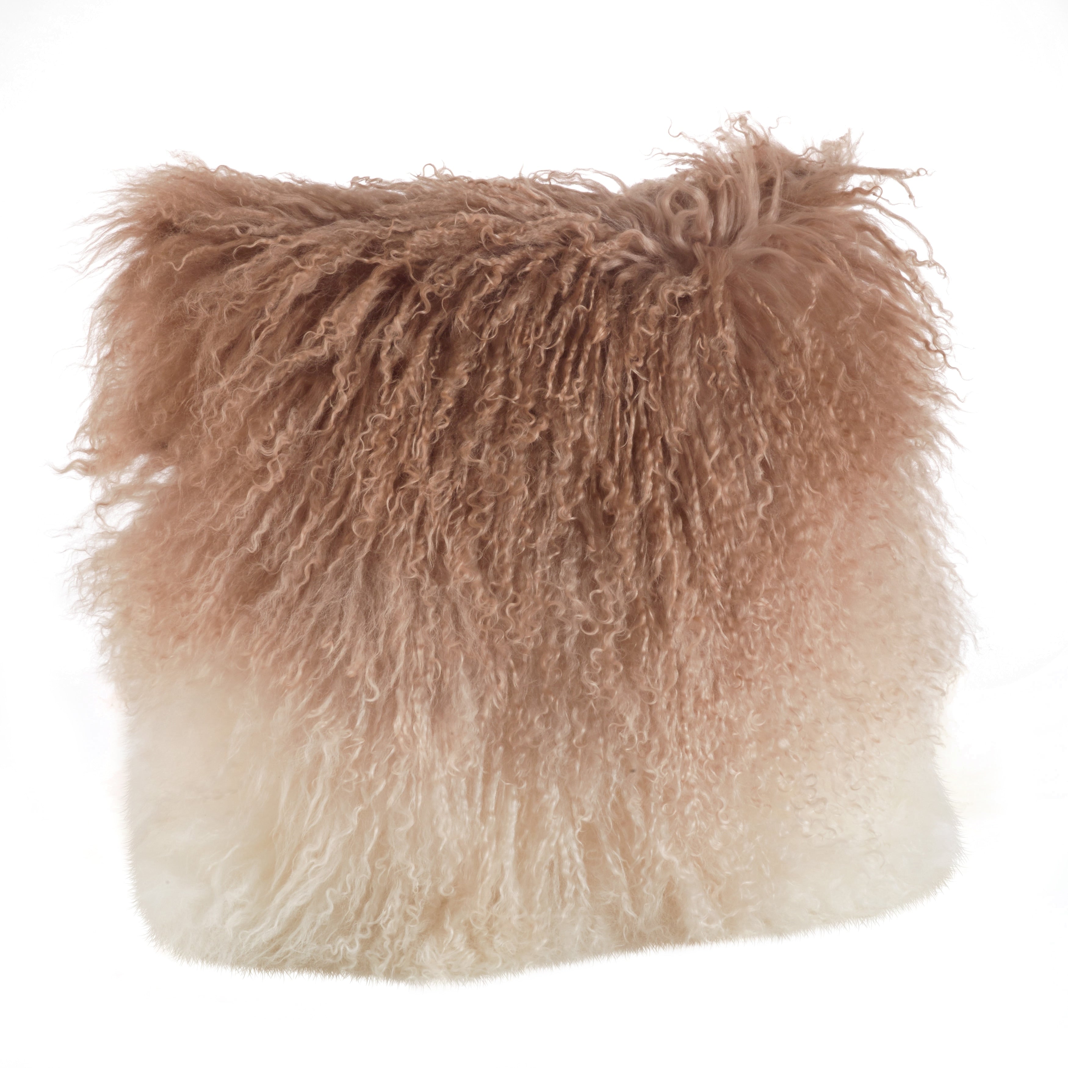 Mongolian Lamb Fur Ombre Throw Pillow