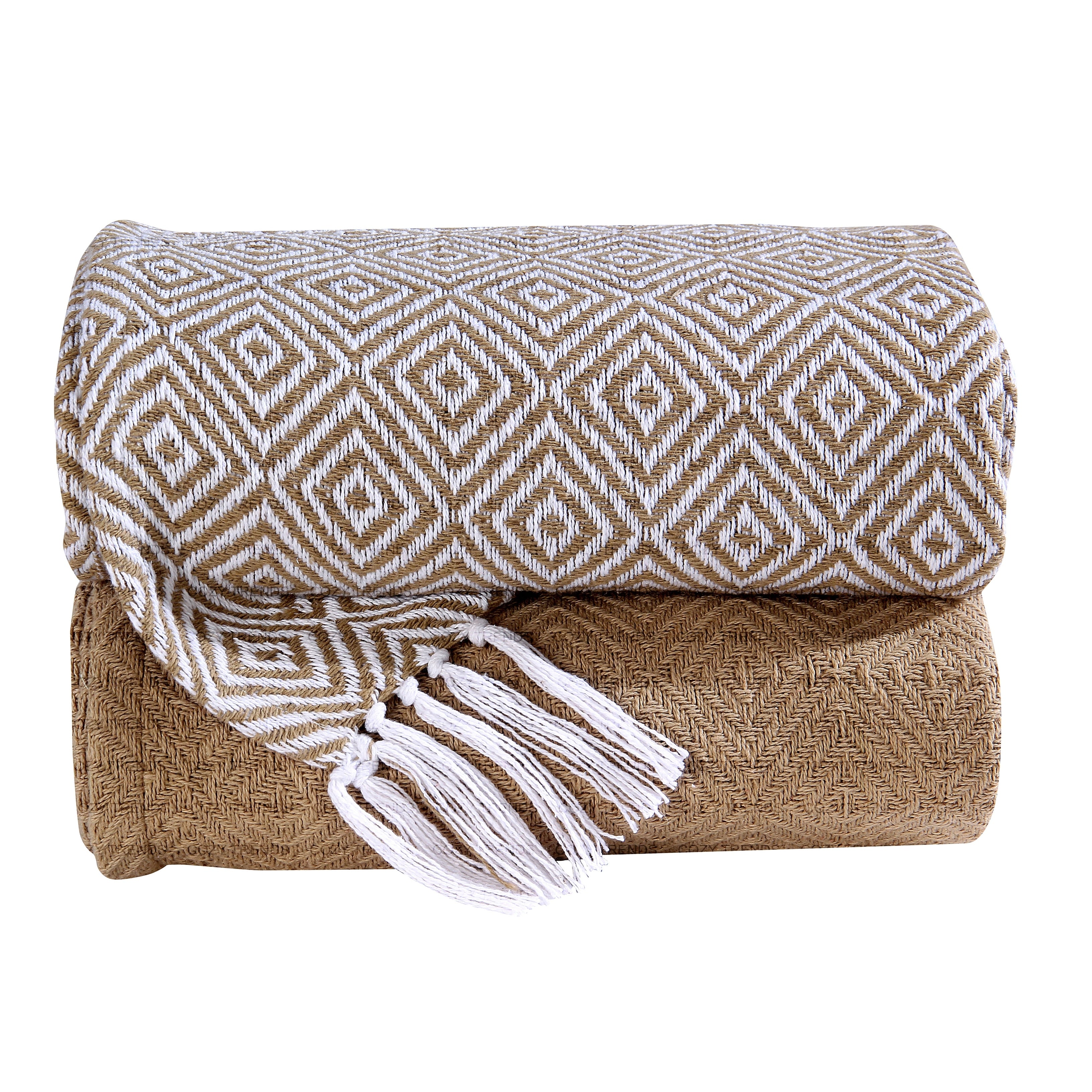 Luxurious 100-percent Cotton All Season Soft Throw Blanket (Set of 2)