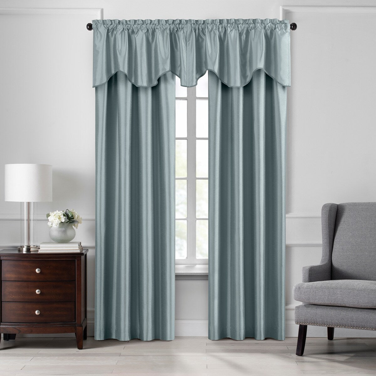 Gracewood Hollow Foster Faux Silk Scalloped Window Valance - 50x21