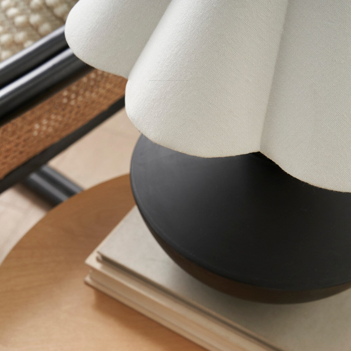 Nourison 18 Black Wooden Table Lamp with Fluted Shade