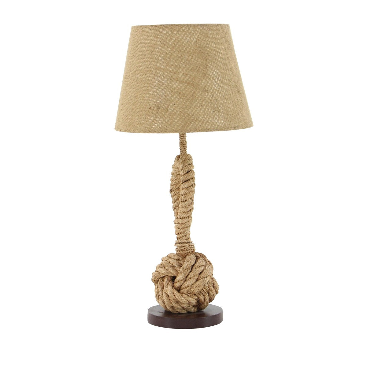 Jute Rope Twisted Rope Room Table Lamp with Linen Shade - Brown - Roche River Decor