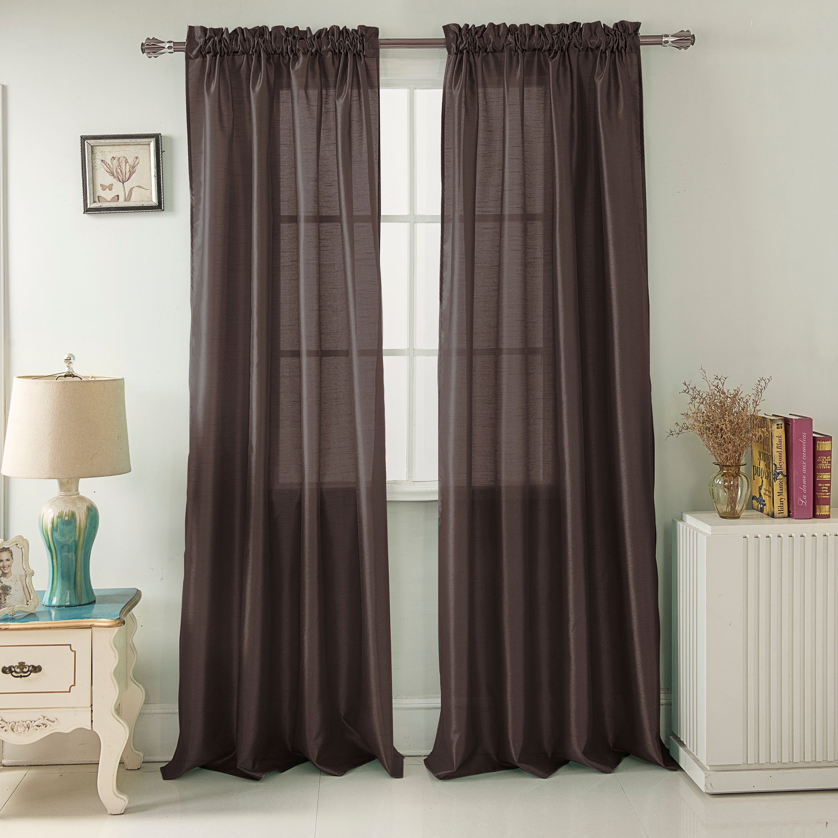 Porch & Den Eads Faux Silk 90-inch Rod Pocket Curtain Panel