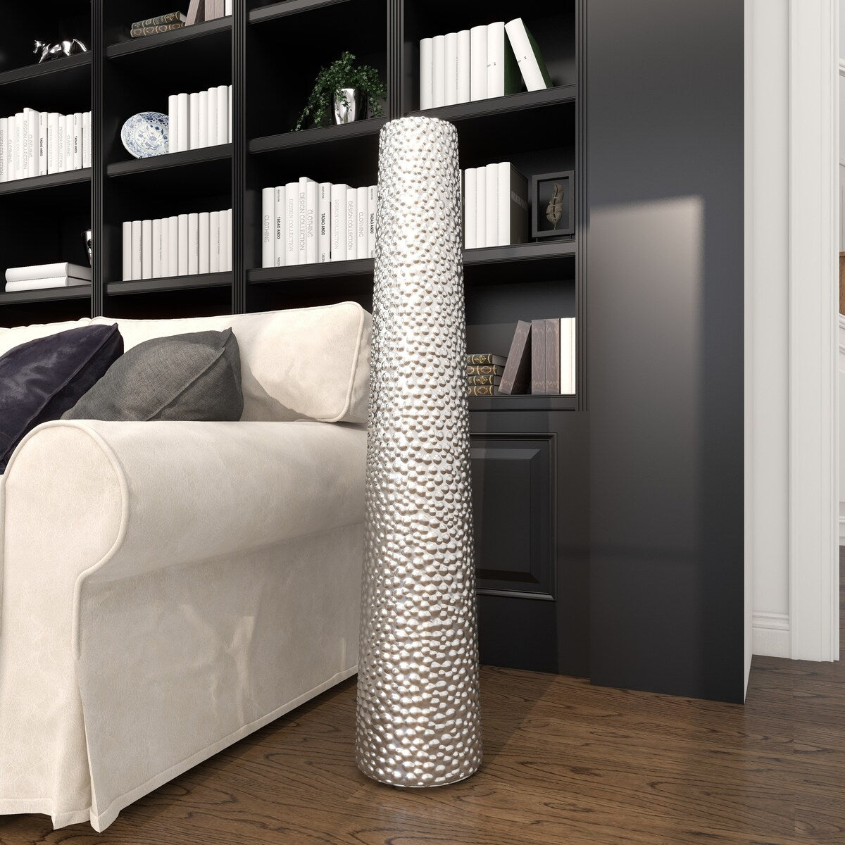 Ceramic Tall Cone Decorative Vase with Bubble Texture - Silver, White, Black, Gold - Roche River Decor