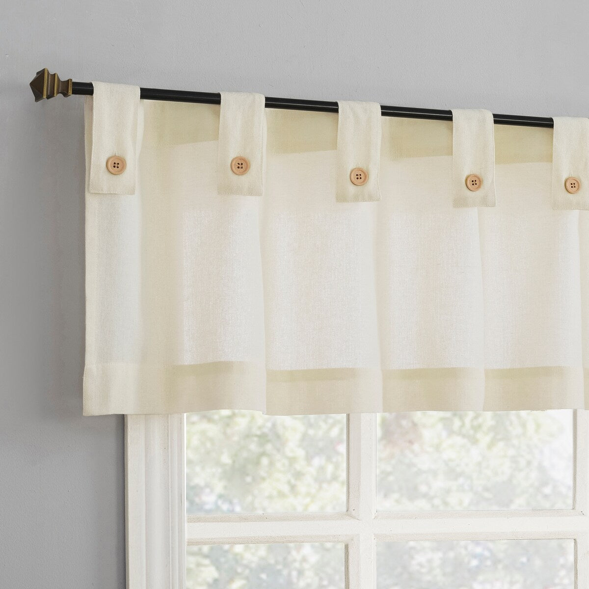 Archaeo Cotton Blend Button Tab Top Cafe Curtain Valance