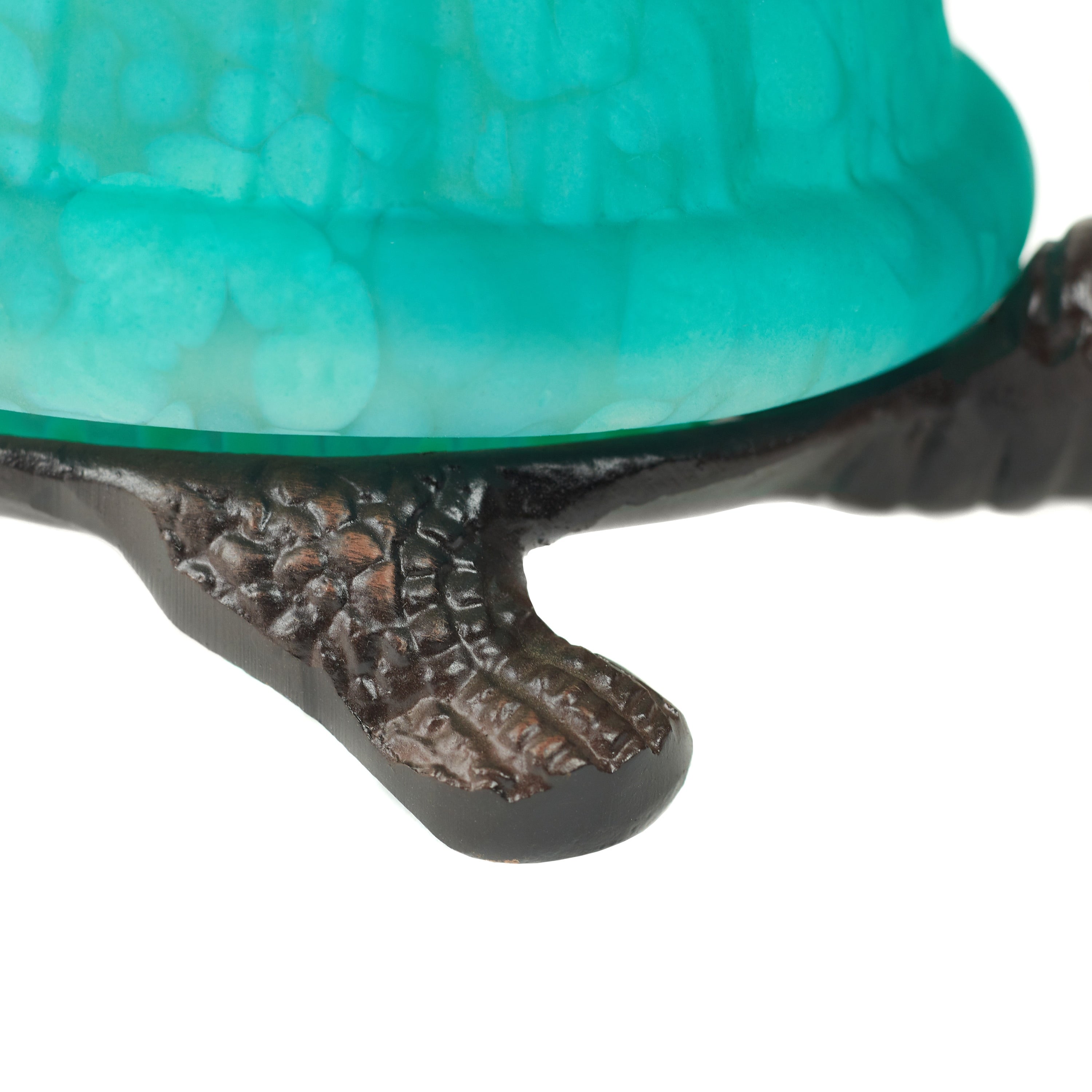 Turtle River of Goods Aqua Glass and Metal 4.75-Inch Accent Lamp - 8.25 x 5.9 x 4.75