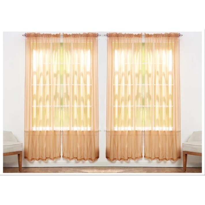 J&V Textiles 4 Pack Value Solid Sheer Window Curtain Panels - 55X84